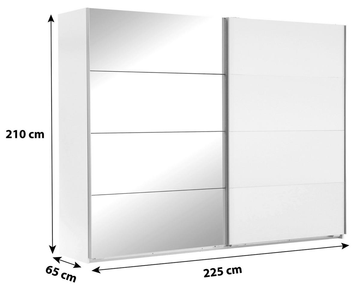 Schwebetürenschrank Mit Spiegel 225cm Ernie, Eiche Dekor - Eichefarben, Basics, Holzwerkstoff (225/210/65cm) - MID.YOU