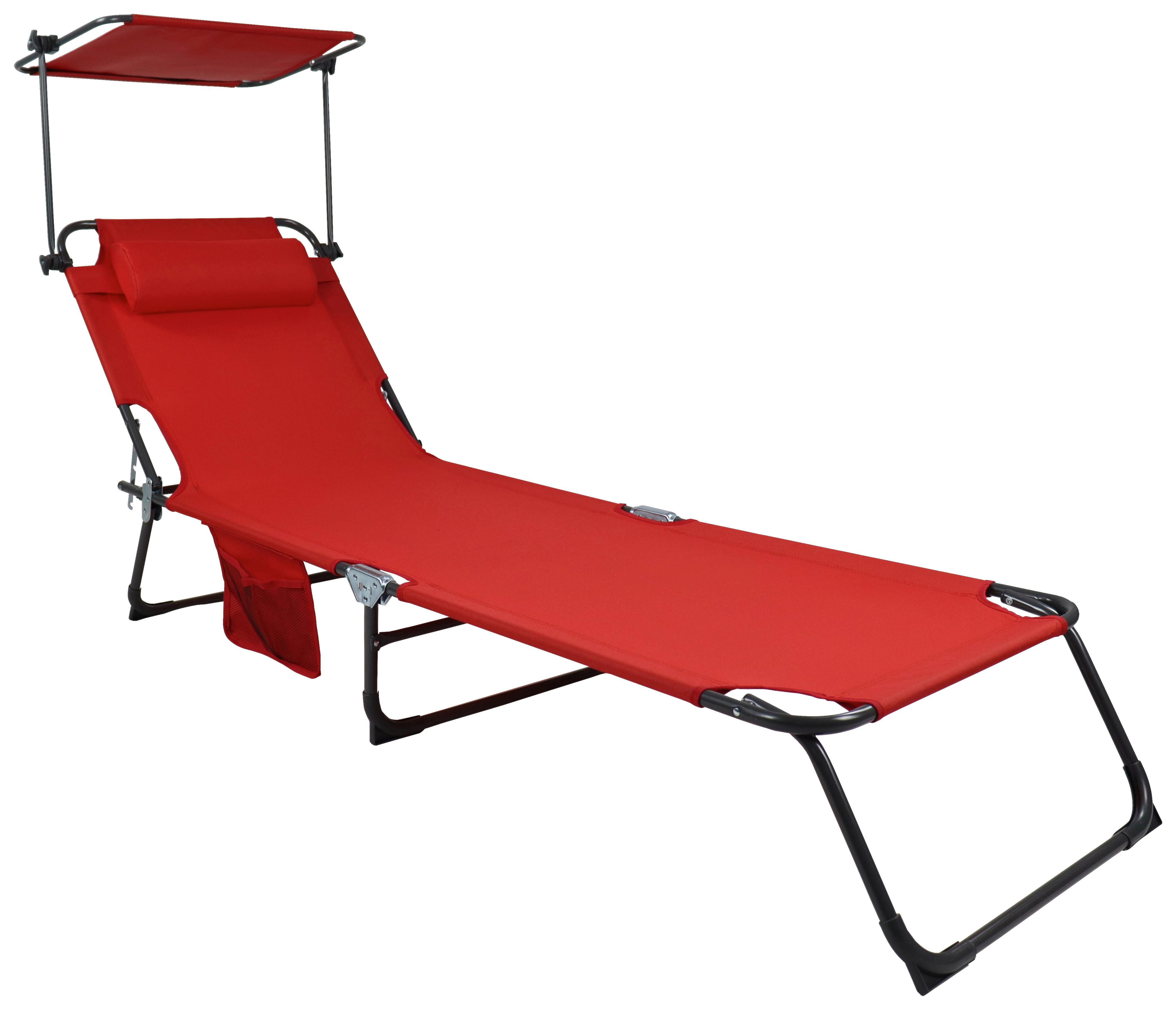 Gartenliege Bindox L Rot B: 55 cm - Rot, MODERN, Kunststoff/Textil (55/24/185cm) - Ambia Garden