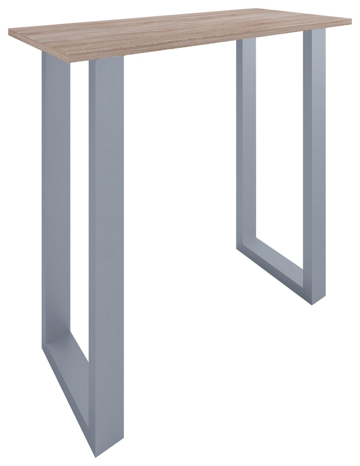 Bartisch Xona B 110x50 - Silberfarben/Sonoma Eiche, KONVENTIONELL, Holzwerkstoff/Metall (110/50/102cm)