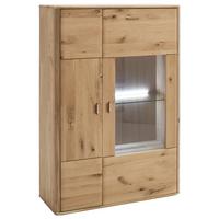 Highboard Massiv B: 96 cm Ravello Eichefarben - Eichefarben, Design, Glas/Holz (96/140/38cm) - Livetastic