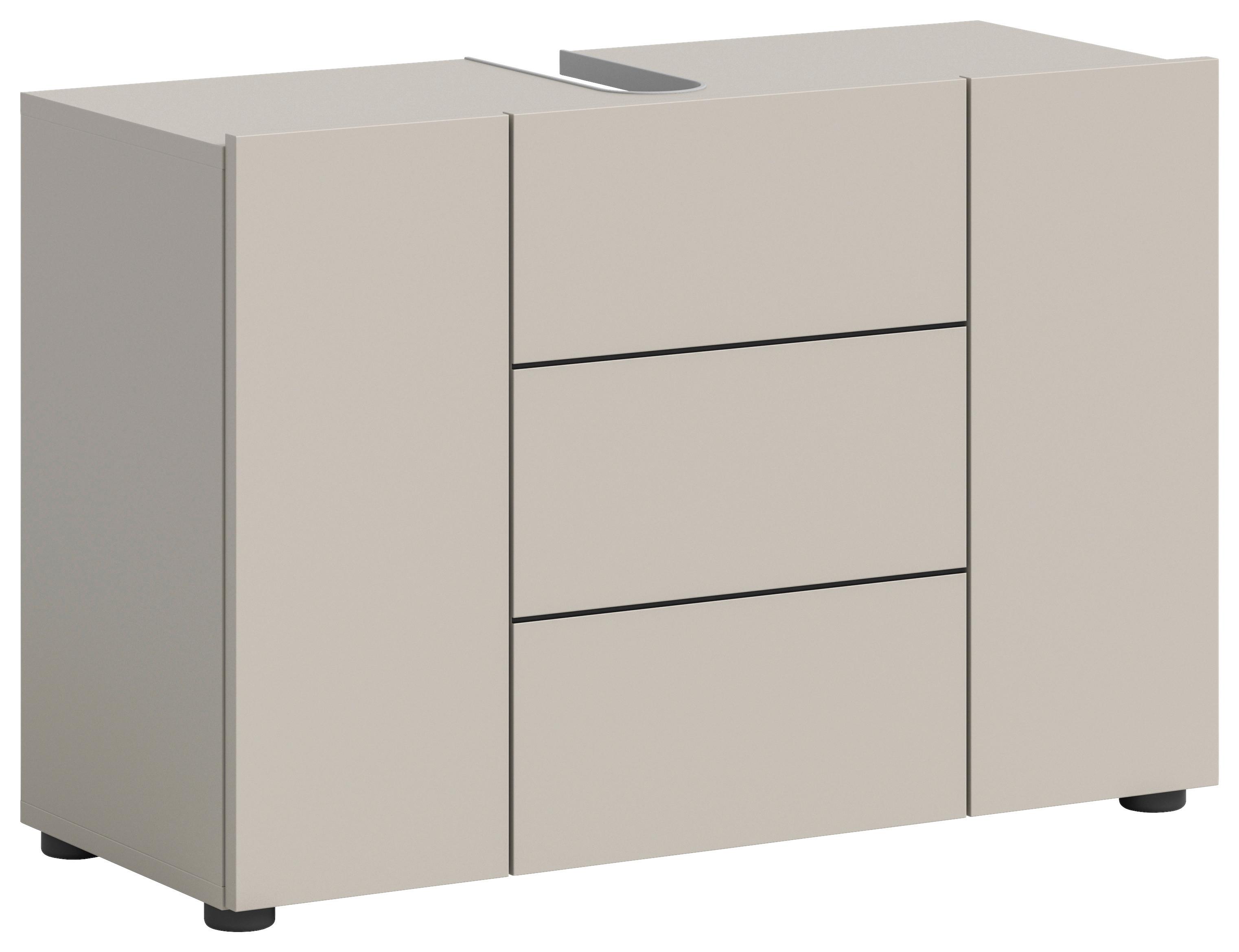 Waschbeckenunterschrank Vira Kaschmir B: 82 Cm - Kaschmir/Schwarz, MODERN, Holzwerkstoff (82/56/34cm) - MID.YOU