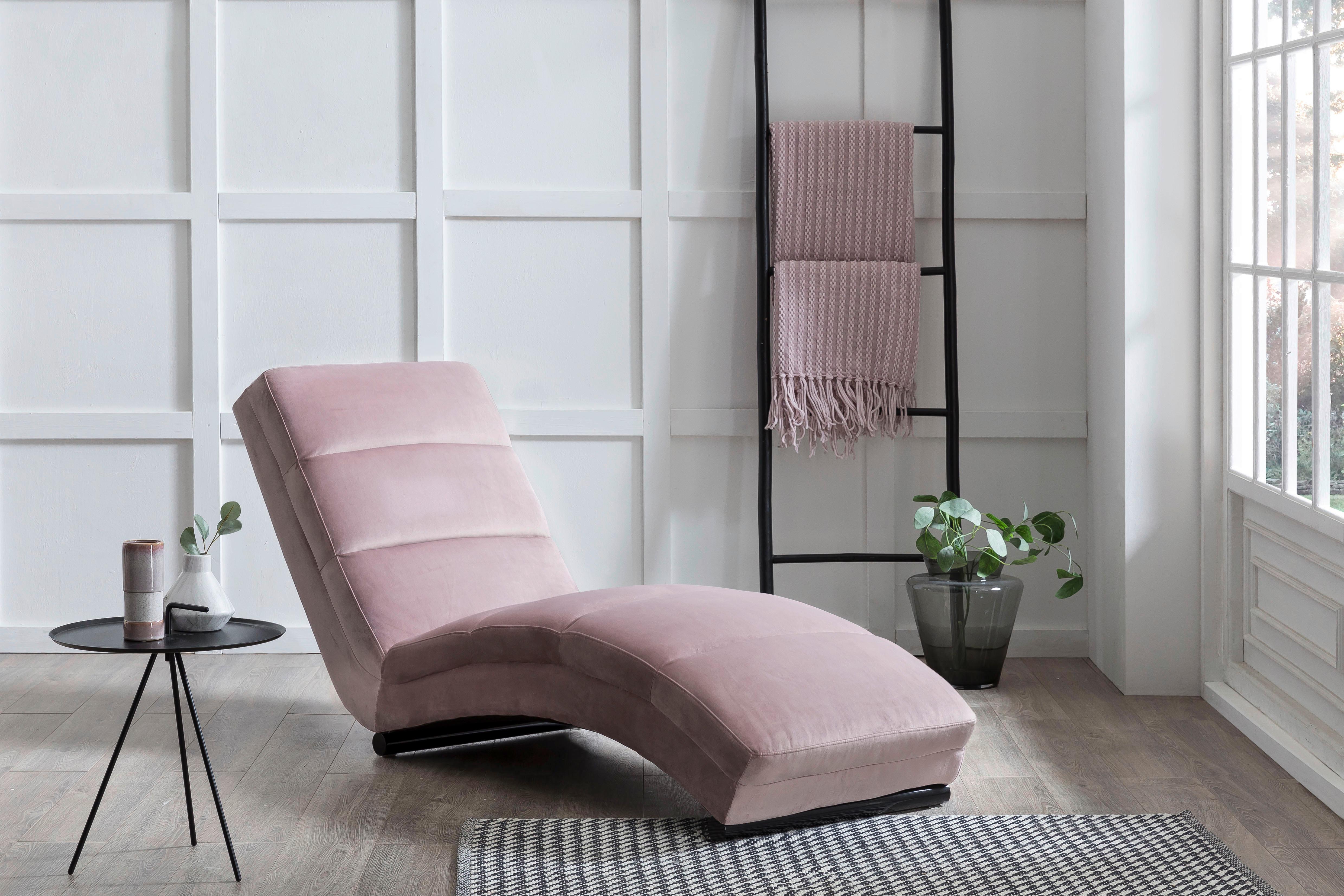 Relaxliege Chaiselongue, Rosa B: 170 cm - Schwarz/Rosa, MODERN, Textil (170/82/60cm) - Livetastic