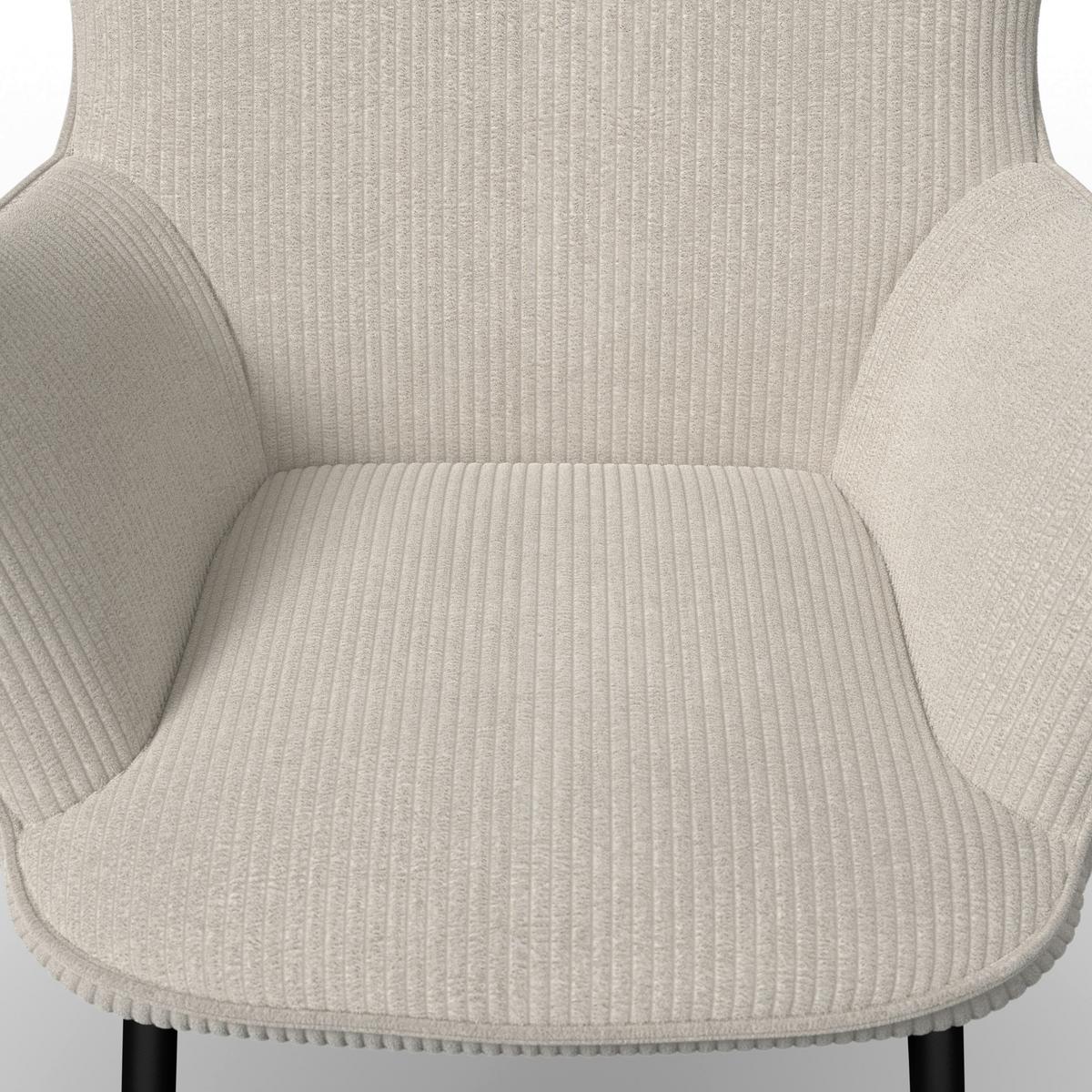 Kreslo s taburetkou AURORA, krémový menčester, max. 120 kg - čierna/krémová, Modern, kov/drevo (68/98/74cm) - Bessagi Home