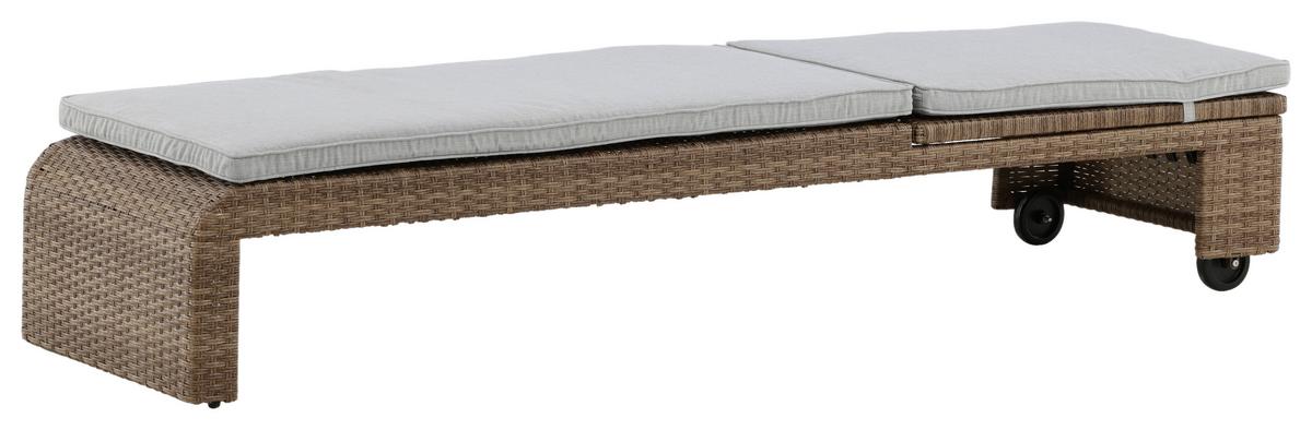 Sonnenliege London - Sandfarben/Hellbraun, KONVENTIONELL, Kunststoff/Textil (60/32/196cm) - Gardenson