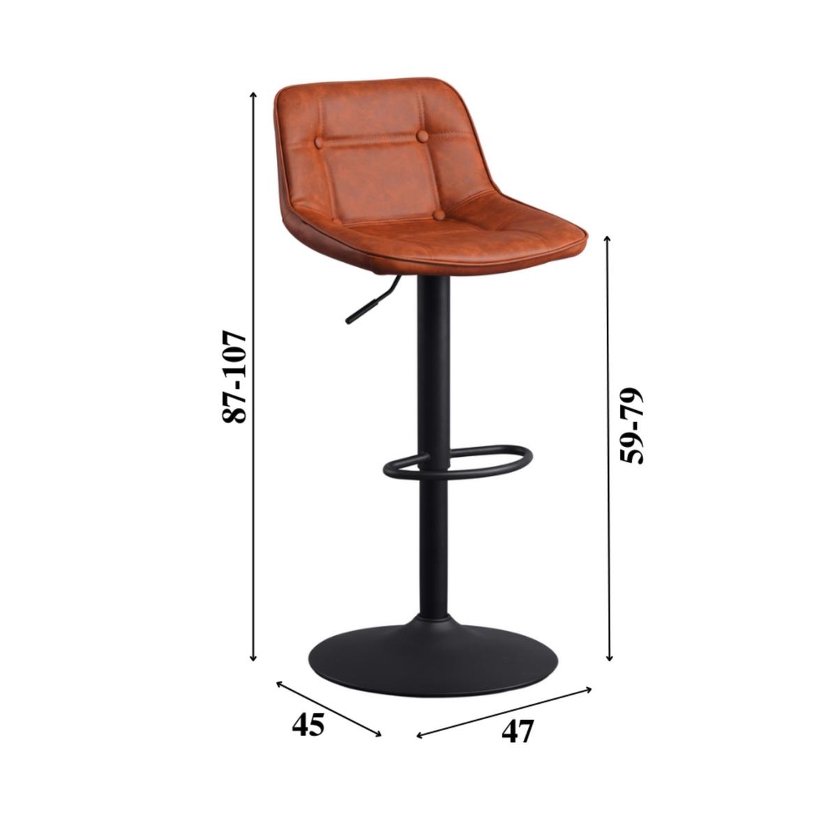 Barhocker-set Ezra Cognac B: 47 Cm - Cognac/Schwarz, MODERN, Textil/Metall (47/87/45cm) - MID.YOU
