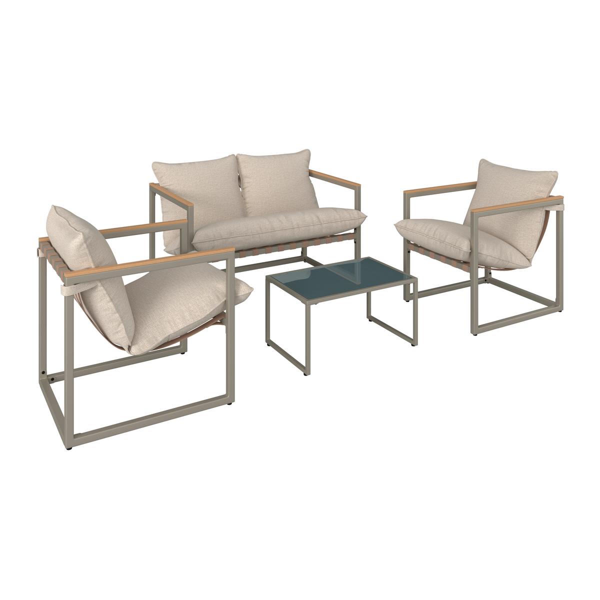 TERASOVÁ SEDACIA SÚPRAVA LARA - sivá/krémová, Modern, kov/textil (114cm) - Bessagi Garden