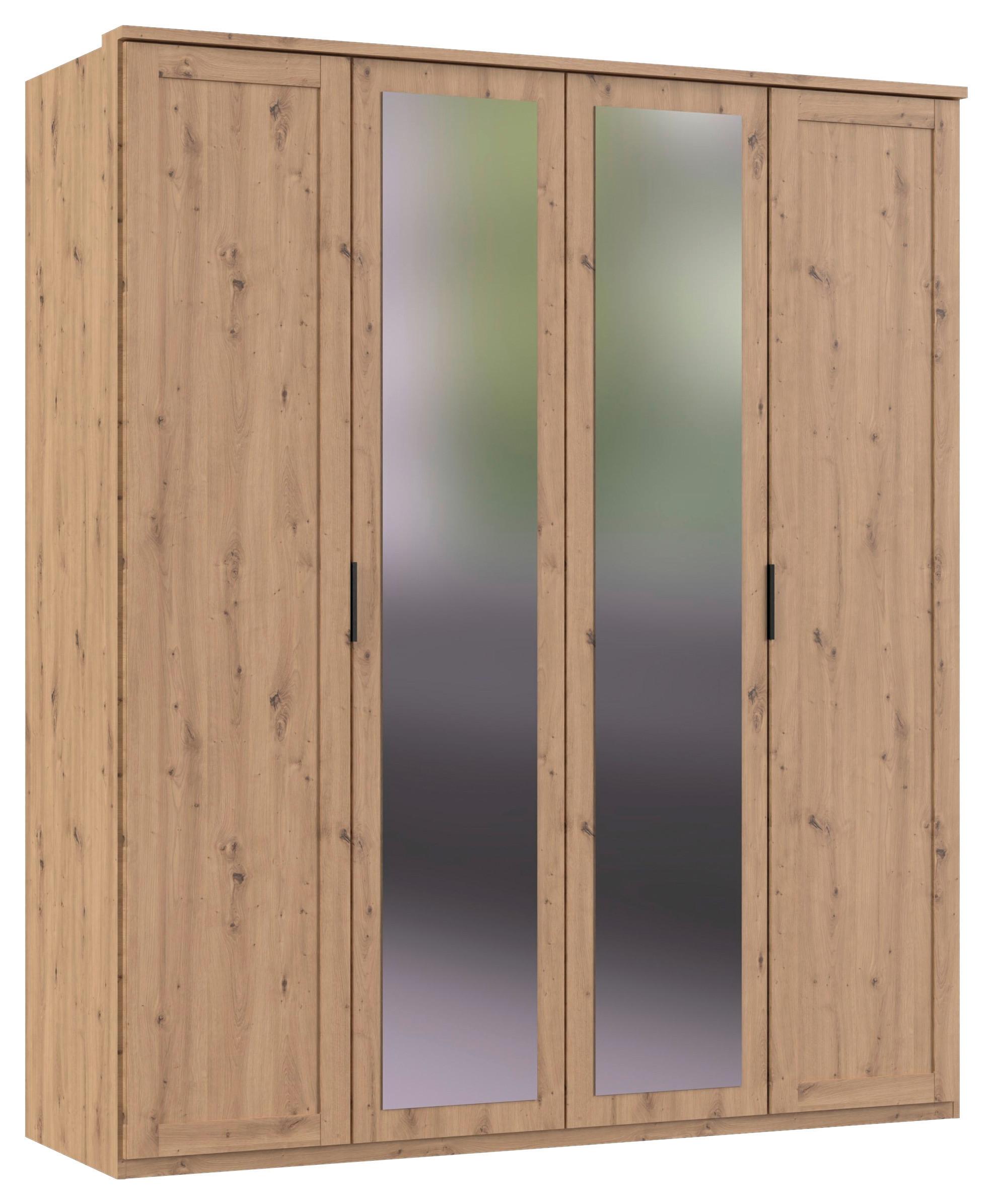 Drehtürenschrank Nadja Eiche Dekor B: 180 cm - Eiche Artisan, KONVENTIONELL, Glas/Holzwerkstoff (180/210/58cm) - MID.YOU