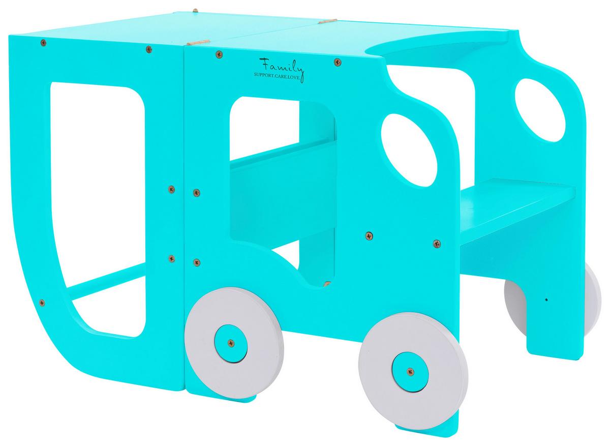 Kombihochstuhl Car Step Stool Blau - Blau, Basics, Holz (38/90/40cm)