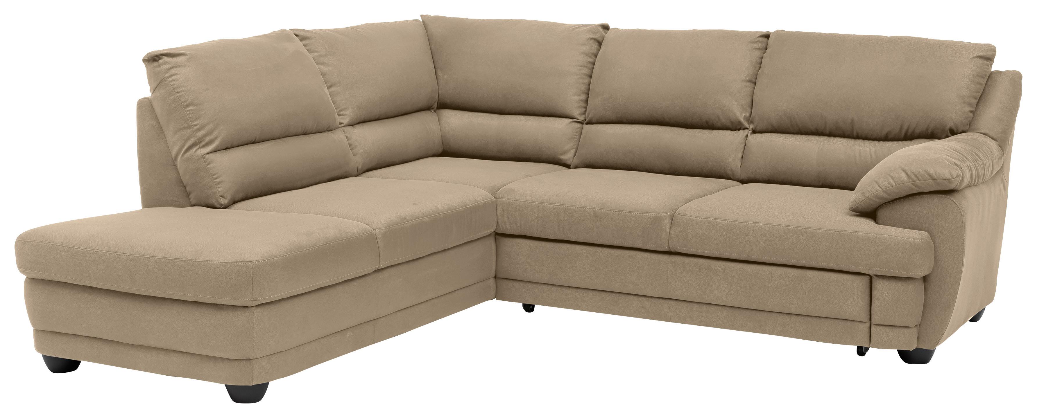 Ecksofa mit Schlaffunktion Nebolo Sandfarben S. 225x246cm - Sandfarben/Schwarz, Design, Textil (225/246cm) - Livetastic