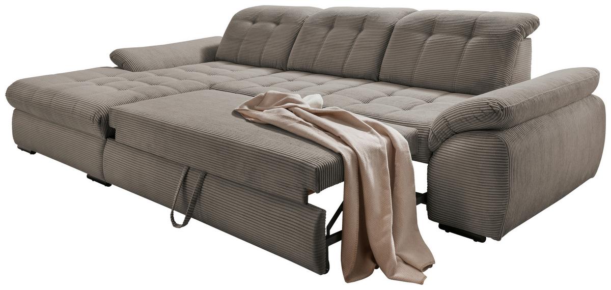 Ecksofa Mit Bettkasten Rigatti Graubraun S: 184x314cm - Graubraun/Schwarz, MODERN, Textil (184/314cm) - Livetastic