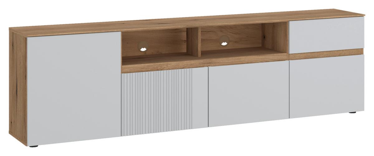 Tv-elem Manilla - világosszürke/tölgyfa, Trend, faalapú anyag (200/59,5/40cm)