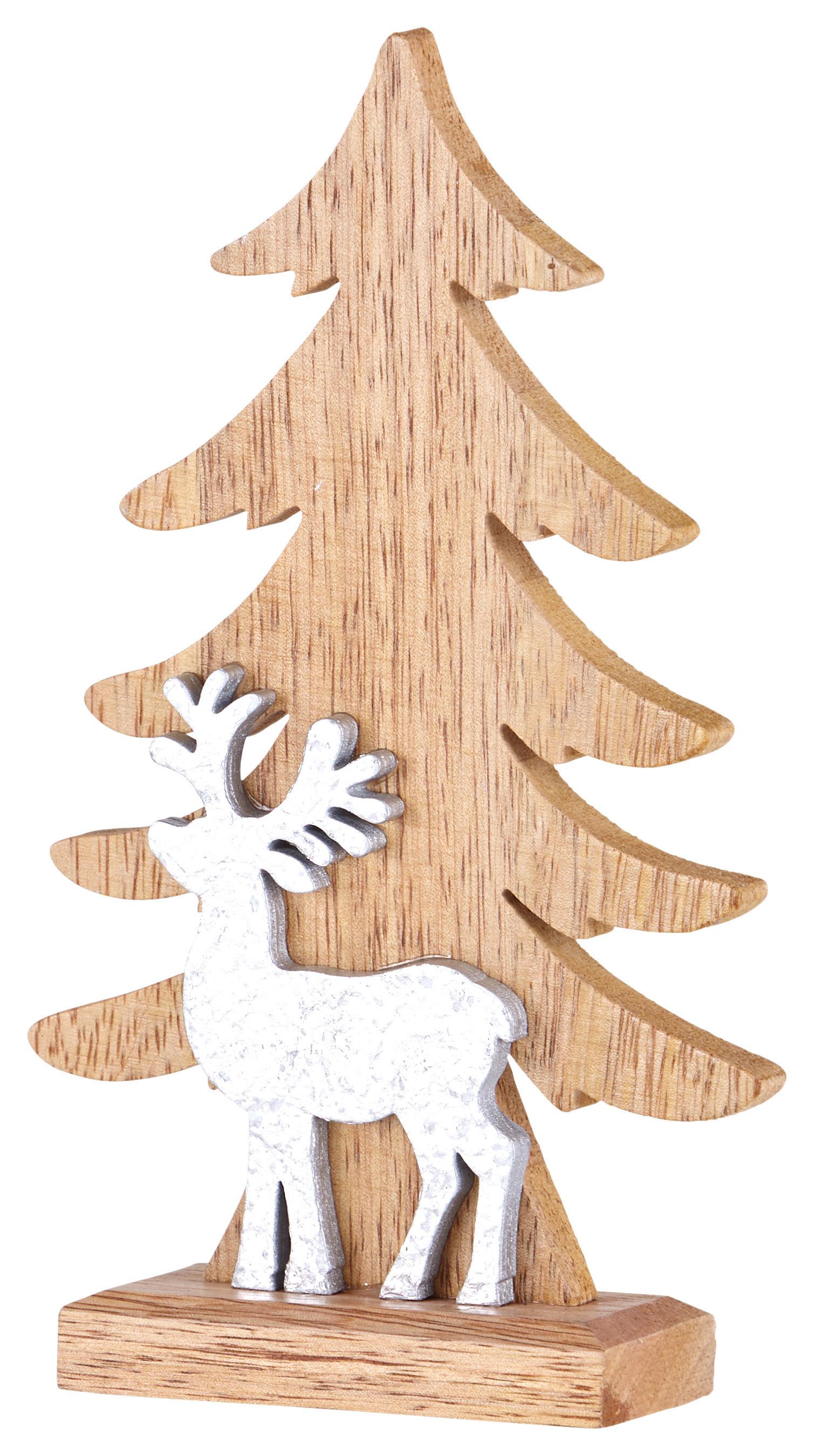 Dekobaum Romilda - Silberfarben/Naturfarben, KONVENTIONELL, Holz (11/4/19cm) - Ondega