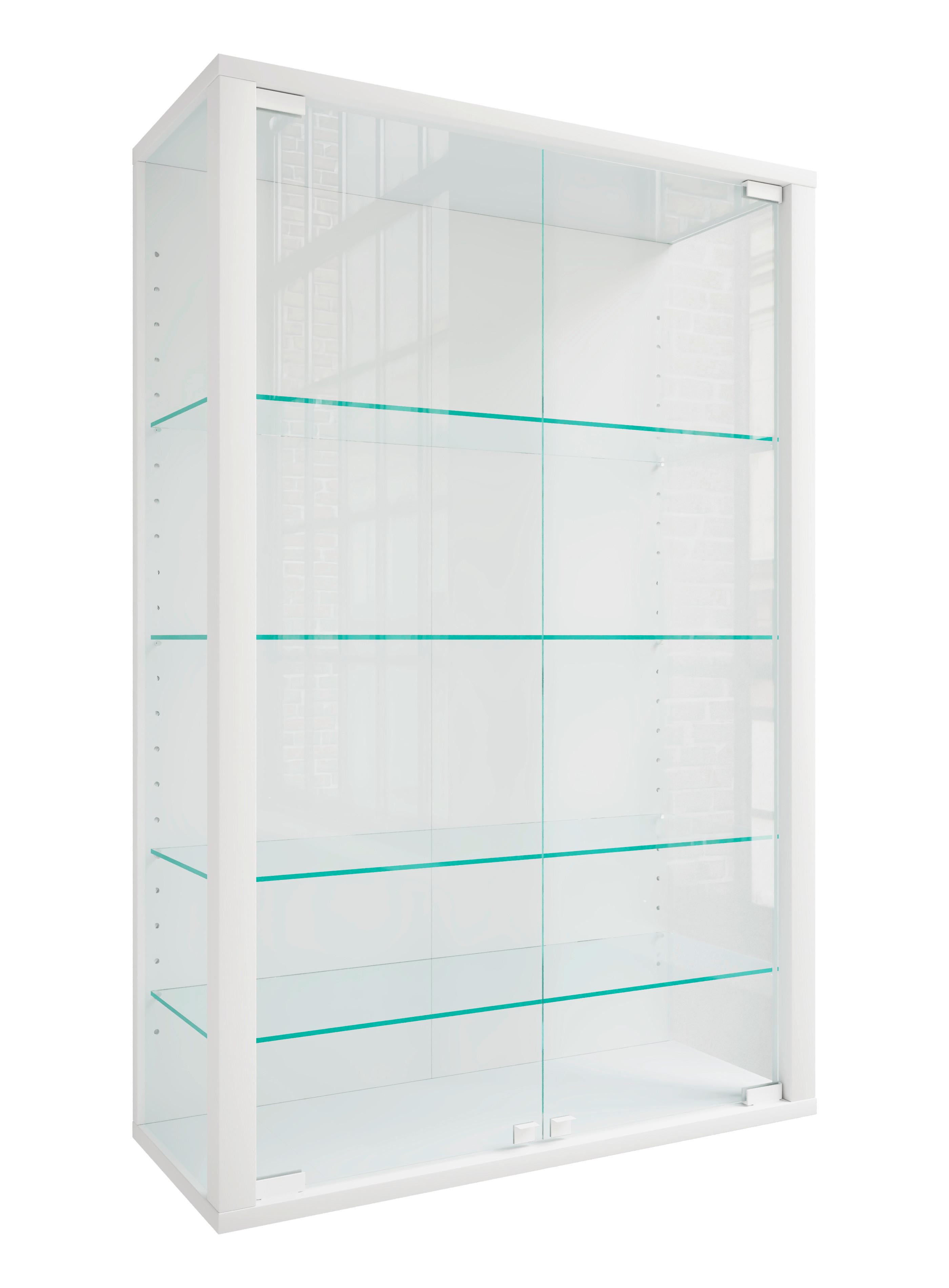 Hängevitrine Udina Weiß B: 59 cm - Klar/Weiß, Design, Glas/Holzwerkstoff (59/91/25cm) - Livetastic