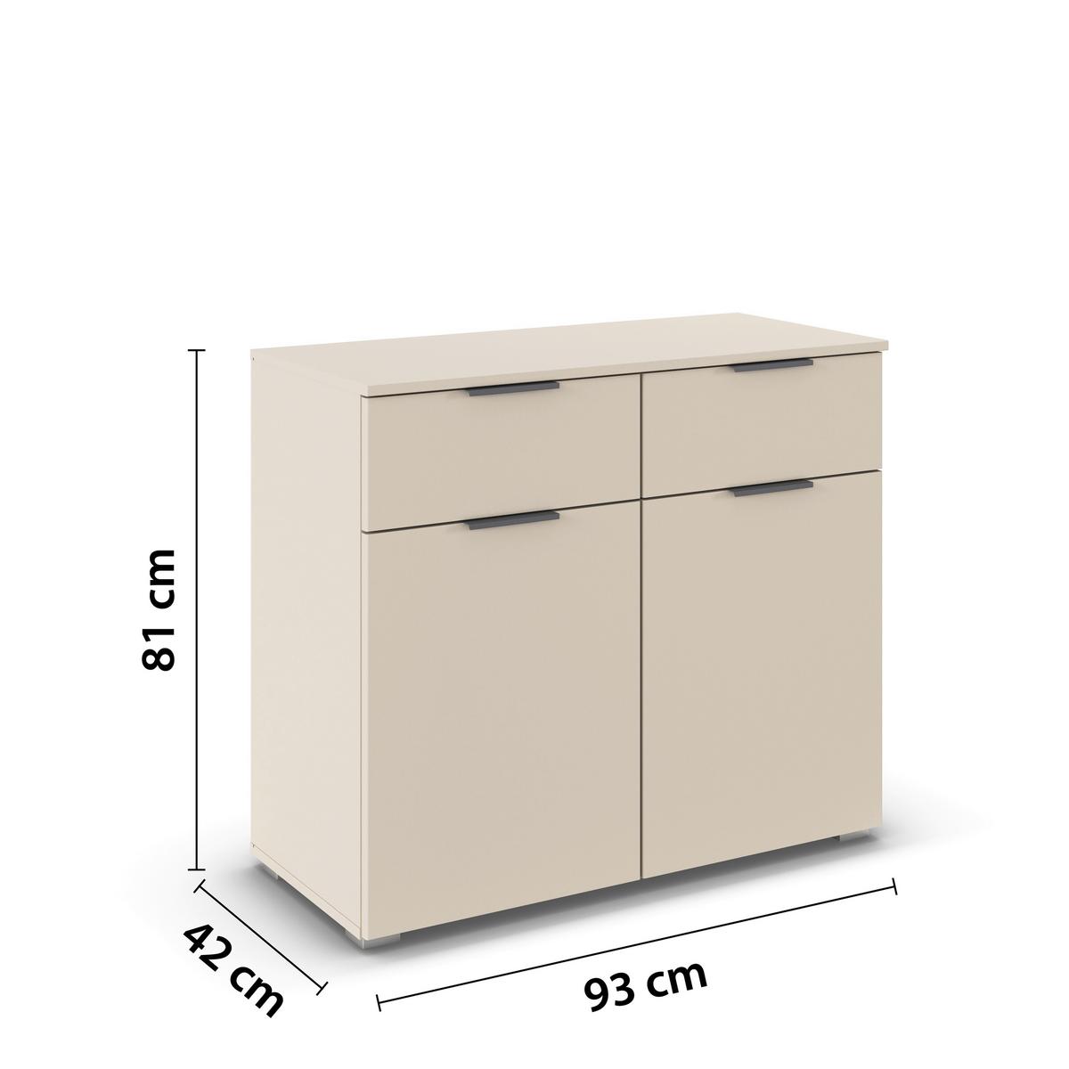 Kommode Modern 93 cm Alabama Super Champagner - Champagner/Alufarben, MODERN, Holzwerkstoff (93/81/42cm)