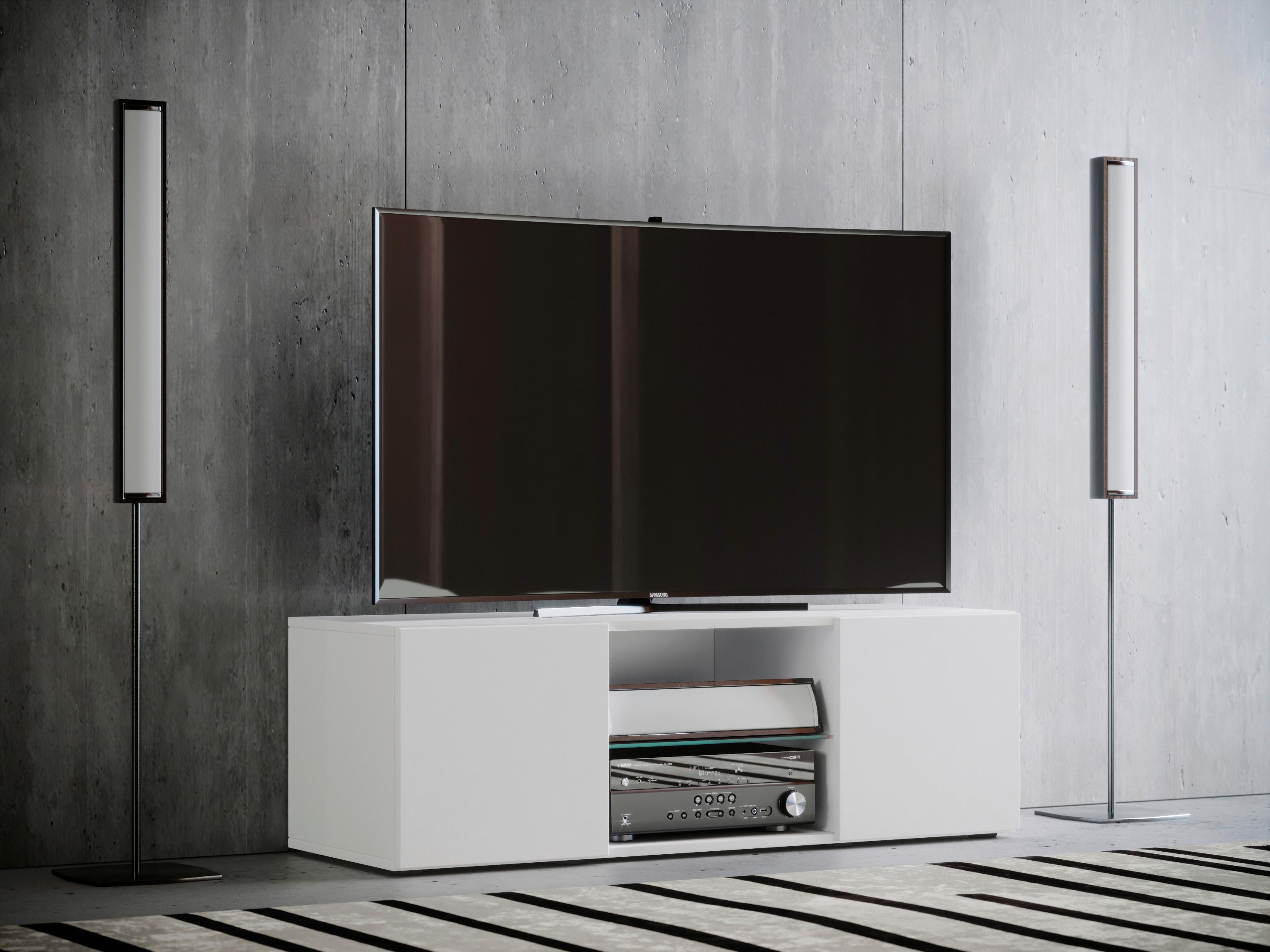 TV - skrinka Lowina š: 115 cm biela - čierna/biela, Konventionell, kompozitné drevo/plast (115/40/36cm) - MID.YOU