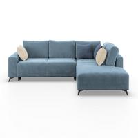 Ecksofa Mit Schlaffunktion Lincoln Blau Cord 270x212 Cm - Blau/Schwarz, MODERN, Textil (270/212cm)