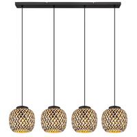 Hängeleuchte 15766-4h Colly - Schwarz/Naturfarben, Natur, Naturmaterialien/Kunststoff (100/20/120cm) - Globo