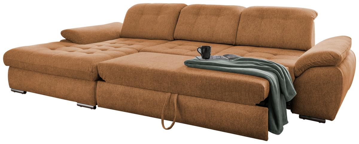 Ecksofa mit Bettkasten Rigatti Currygelb S: 184x314cm - Chromfarben/Currygelb, MODERN, Textil (184/314cm) - Livetastic