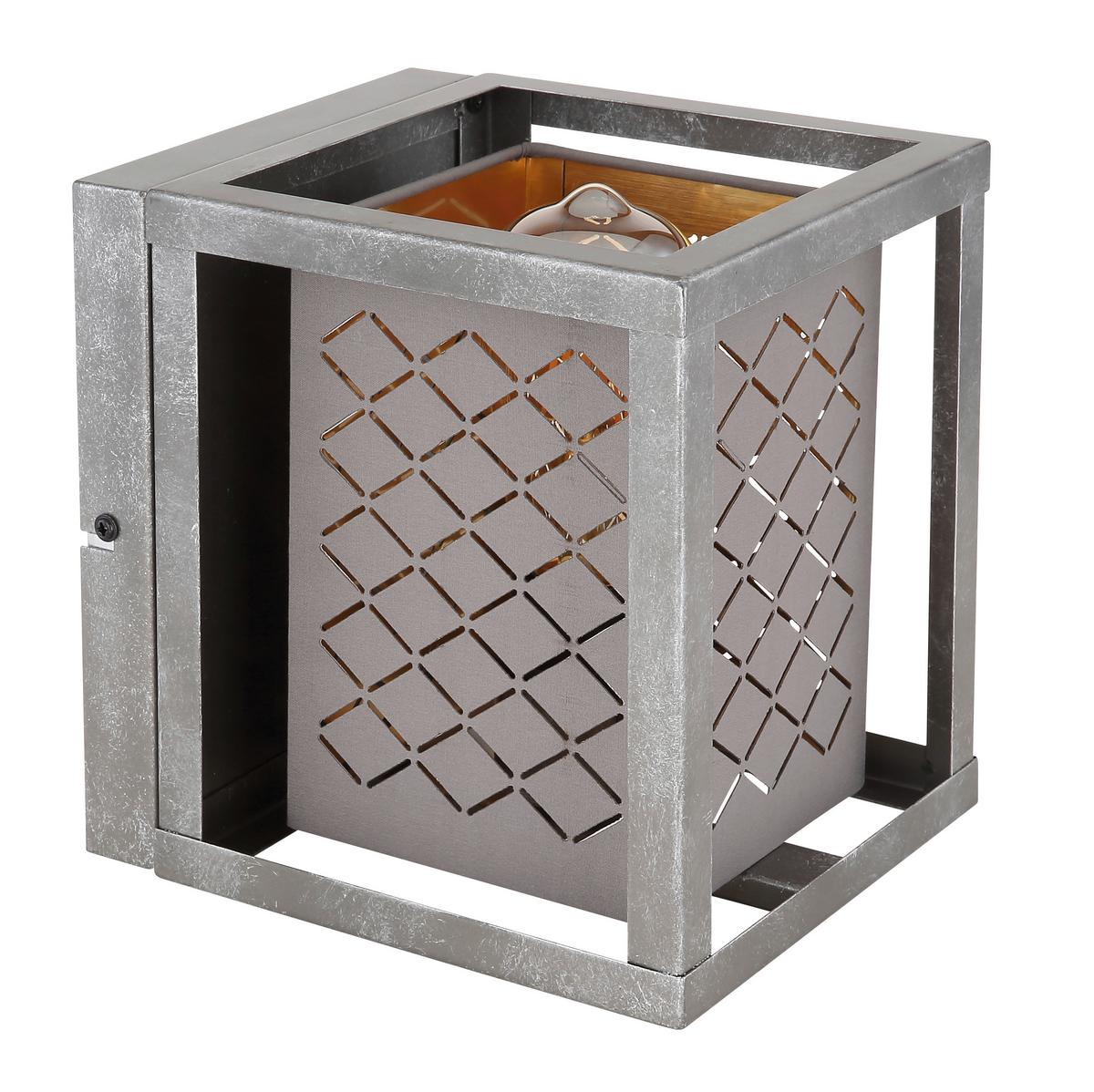 Wandleuchte 1-Flammig Grau/Silber-/Goldfarben - Silberfarben/Goldfarben, Design, Textil/Metall (17/17/20cm) - Globo