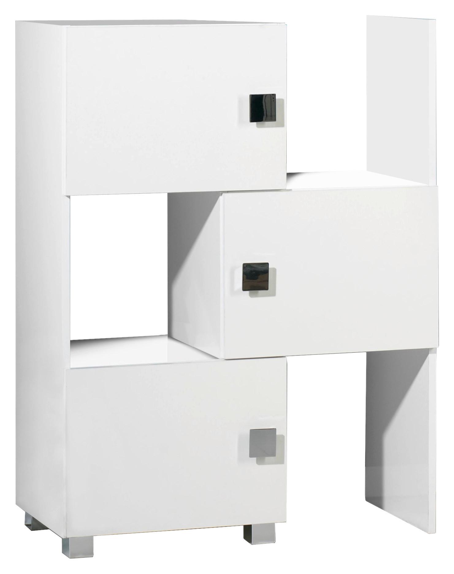 Badezimmerregal Stehend Weiß  BxH: 47-78x101 cm Quadra - Chromfarben/Weiß, MODERN, Holzwerkstoff (47,0-78,0/101/34,5cm) - MID.YOU