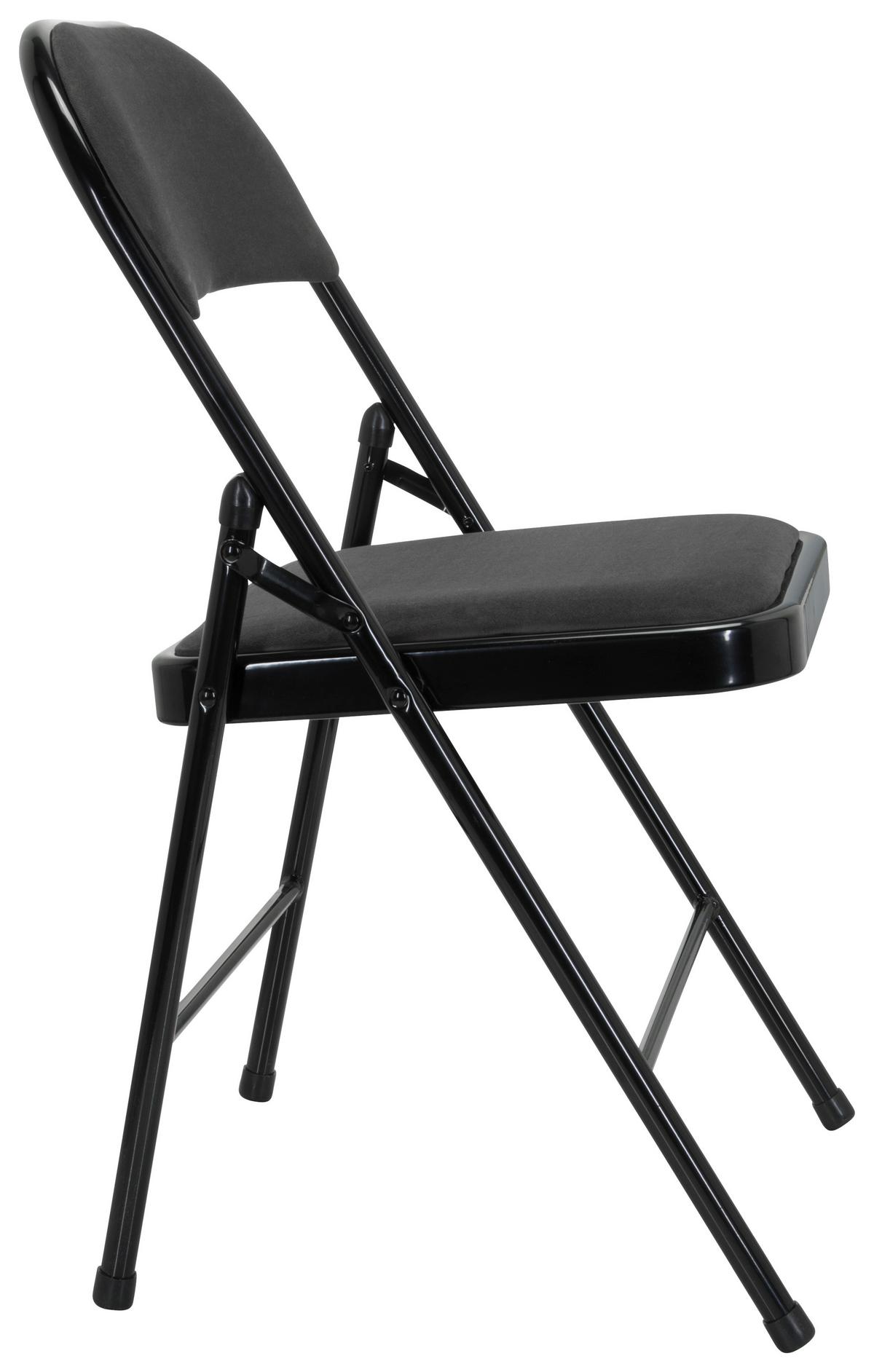 Klappstuhl Tudela I Samt Schwarz/dunkelgrau - Dunkelgrau/Schwarz, Basics, Textil/Metall (44/80/49cm) - MID.YOU