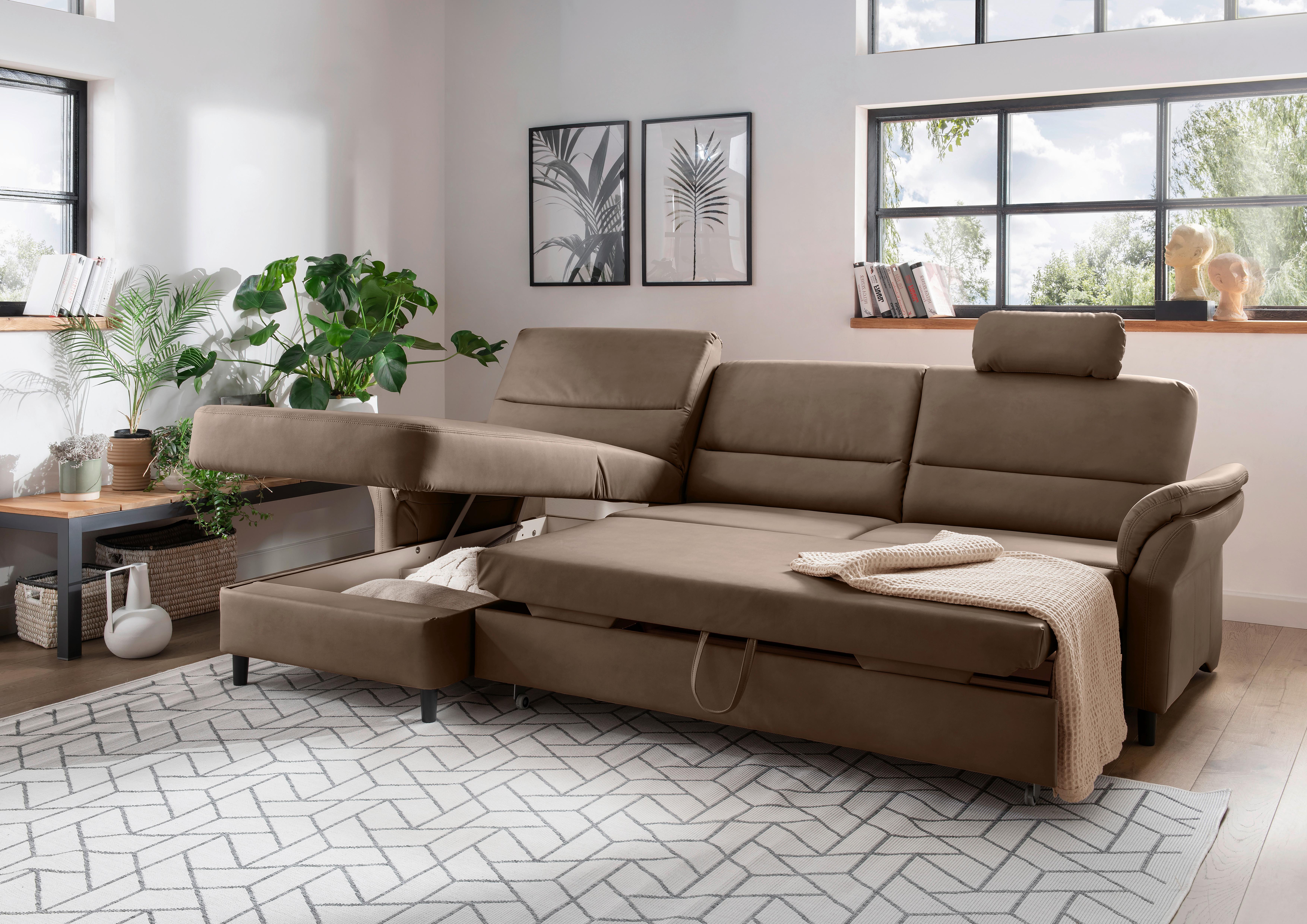 Ecksofa Cavoli, Braun S: 176x279 cm - Schwarz/Braun, MODERN, Textil (176/279cm) - Livetastic