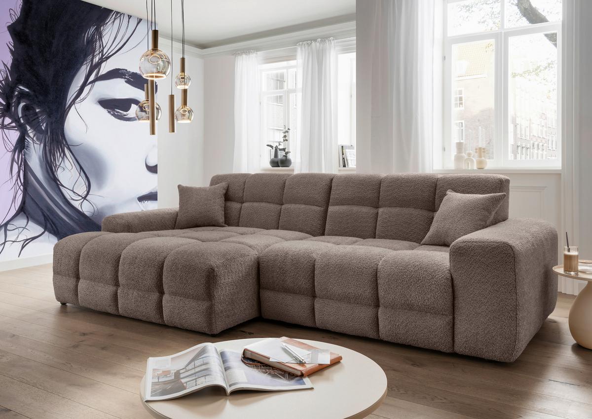 Ecksofa Bosco, Taupe S: 152x301 cm - Taupe/Schwarz, MODERN, Textil (152/301cm) - Livetastic