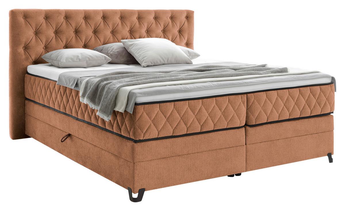 Boxspringbett mit Topper & Bettkasten 180x200 Carmen A - Türkis/Braun, KONVENTIONELL, Holz/Holzwerkstoff (180/200cm) - James Wood