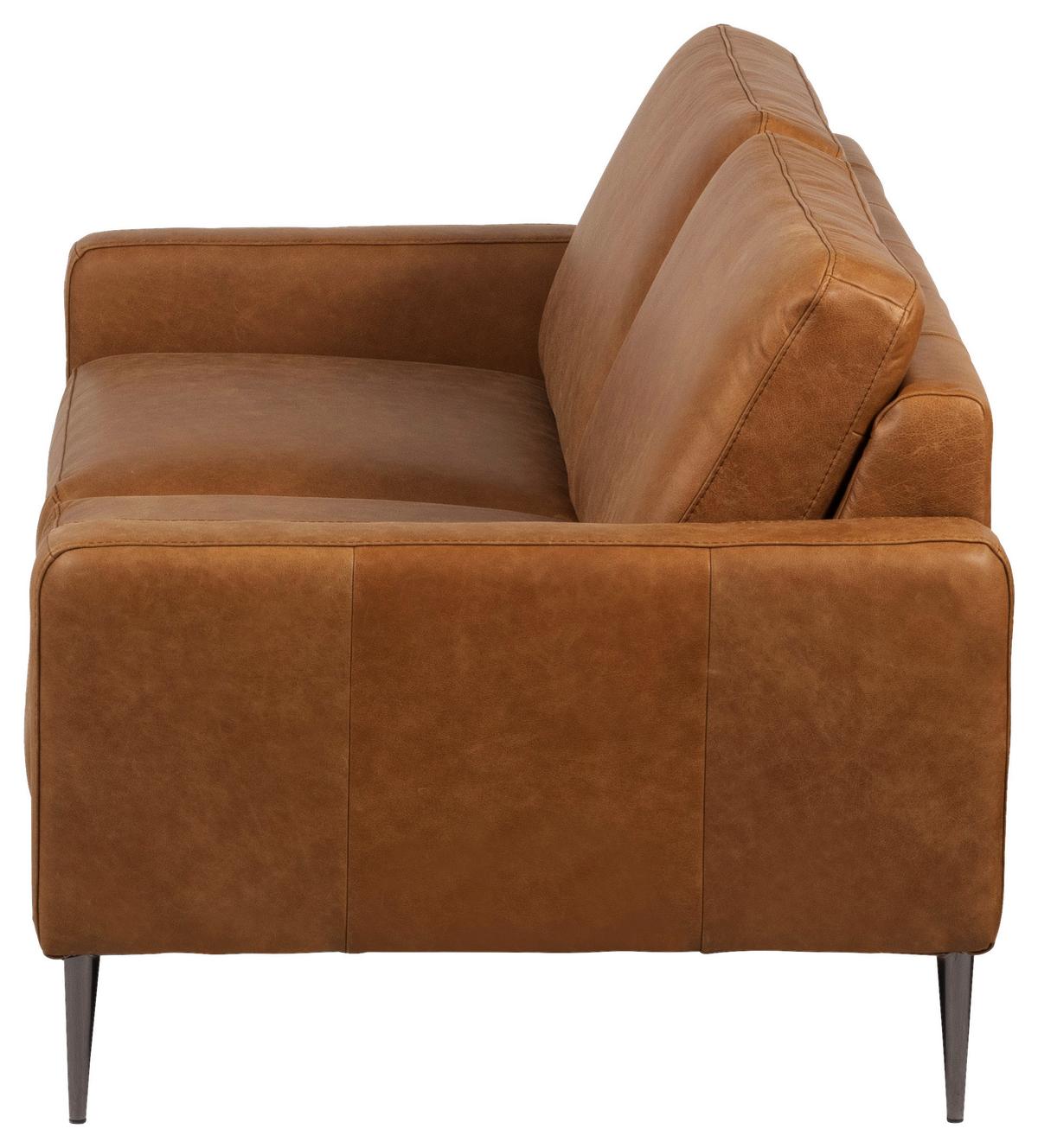 2-Sitzer-Sofa Spring, Cognac 157 cm - Cognac/Schwarzchrom, Design, Leder (157/85/92cm) - Livetastic