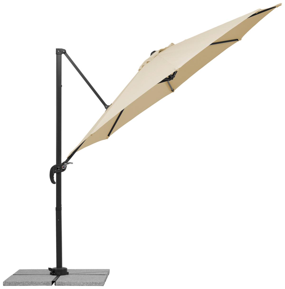 Ampelschirm Rhodos Junior BxHxT: 352x244x300 cm Naturfarben - Anthrazit/Naturfarben, Basics, Textil/Metall (352/244/300cm) - Schneider
