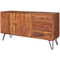 Sideboard Sheesham Sheeshamfarben B: 145 Cm - Sheeshamfarben/Schwarz, Design, Holz (145/75/40cm) - MID.YOU