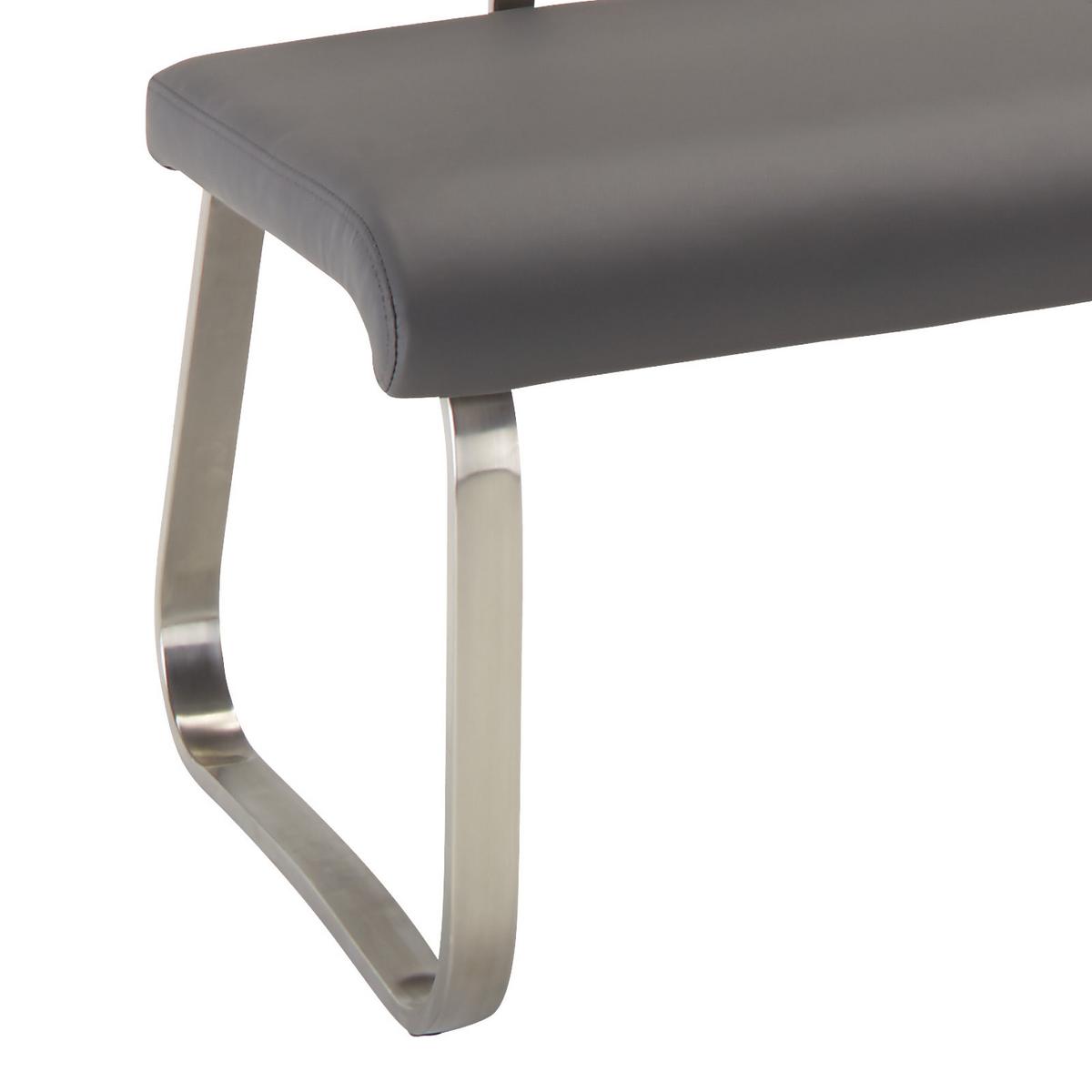 Sitzbank mit Lehne Grau Arco 155x86x59 cm - Edelstahlfarben/Grau, Design, Kunststoff/Metall (155/86/59cm) - Livetastic