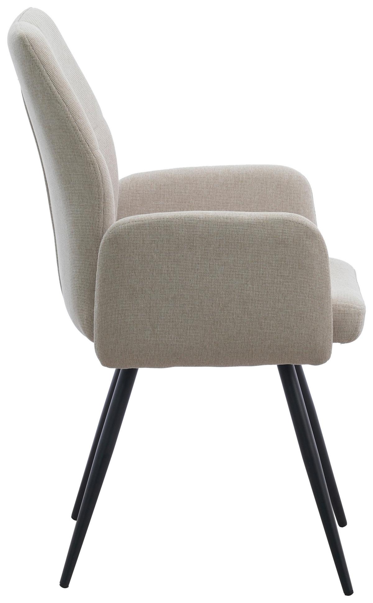 Armlehnstuhl Udo Beige B: 58 cm - Beige/Schwarz, MODERN, Textil/Metall (58/91/59cm) - Livetastic