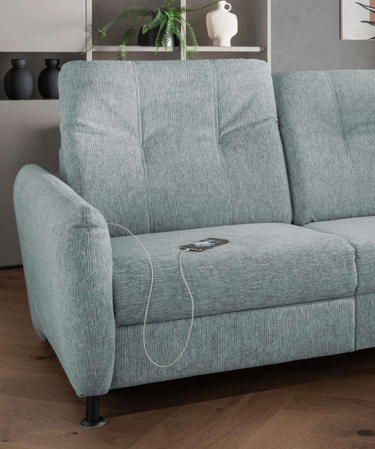 Ecksofa Minori Chenille Blau, S: 270x198 Cm - Blau/Schwarz, MODERN, Textil (270/198cm) - Livetastic
