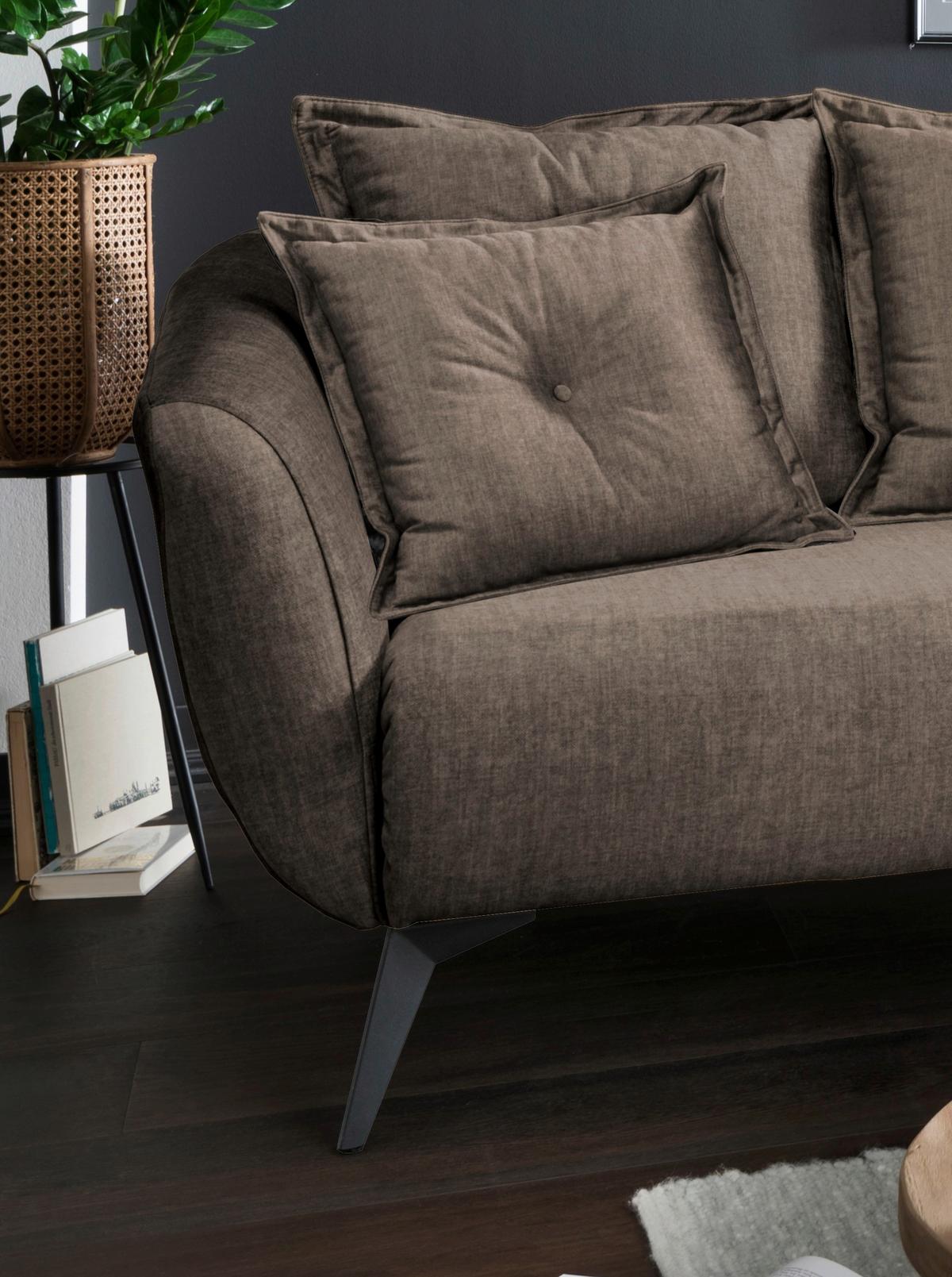 Ecksofa Baggio Mit Kissen Textil Braun - Schwarz/Braun, MODERN, Holz/Textil (277/94/162cm) - Livetastic