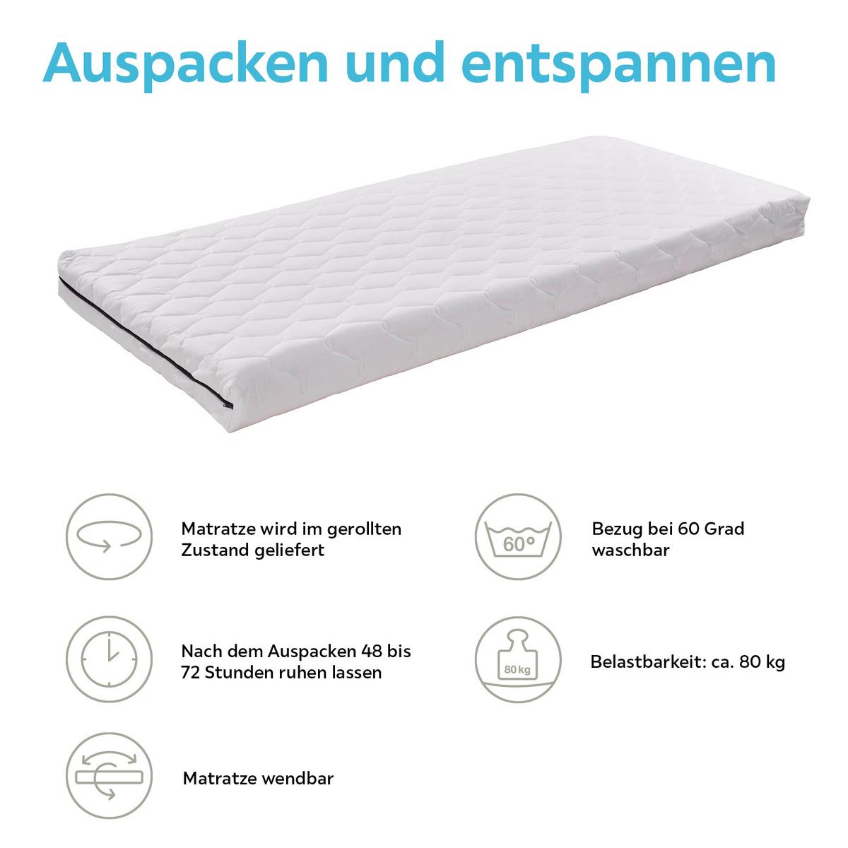 Komfortschaummatratze Base 90x200 cm H3 H: 13 cm - Weiß, MODERN, Textil (90/200cm) - Livetastic