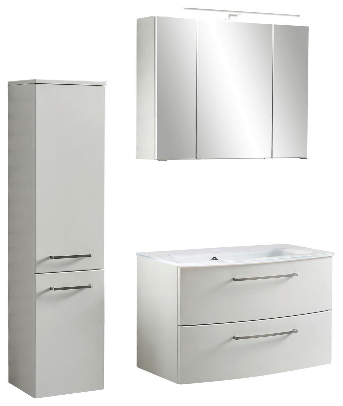 Badmöbel-Set 3-Tlg. Stockholm B: 110 cm Weiß - Weiß, KONVENTIONELL, Glas/Holzwerkstoff (110cm) - Held
