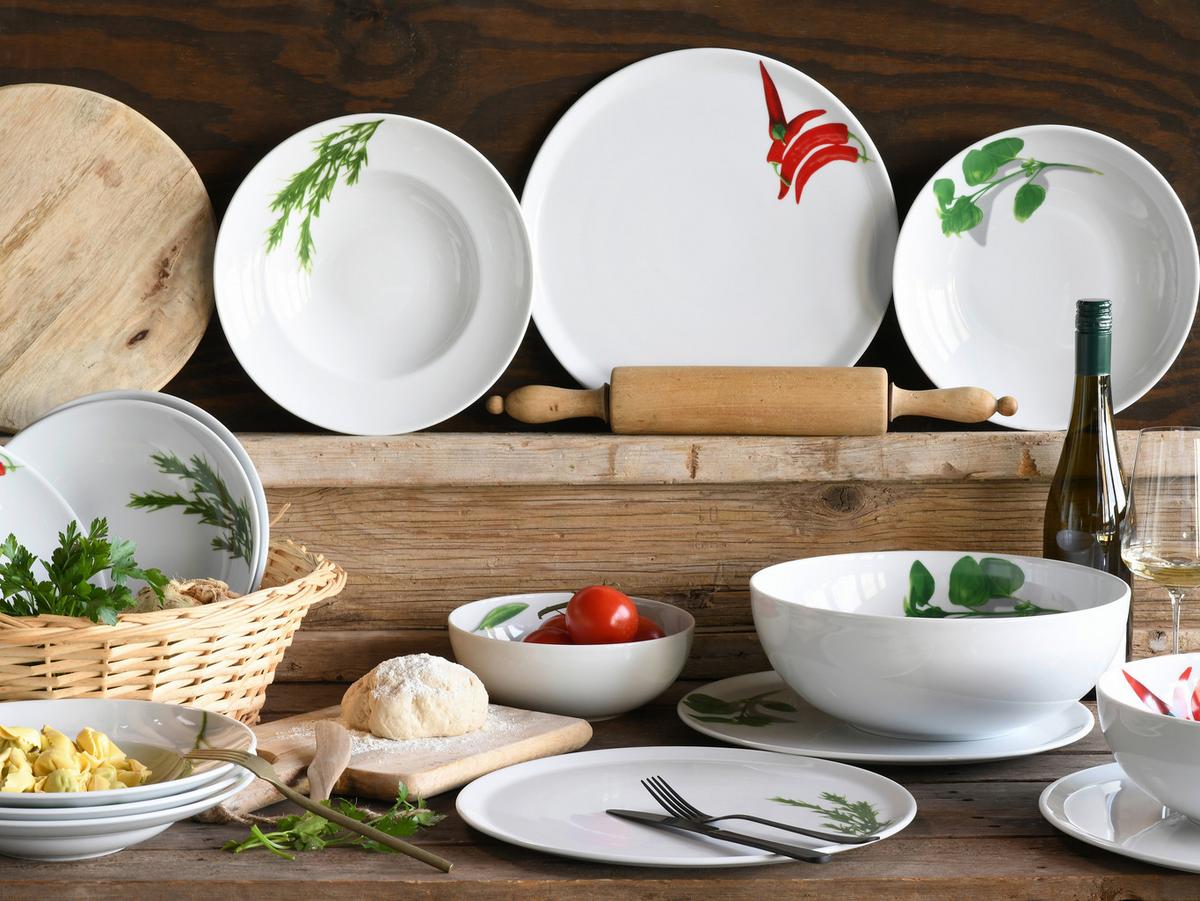 Pizzatellerset Europa Chili Weiß 4-Teilig - Rot/Weiß, KONVENTIONELL, Keramik (33cm) - Creatable
