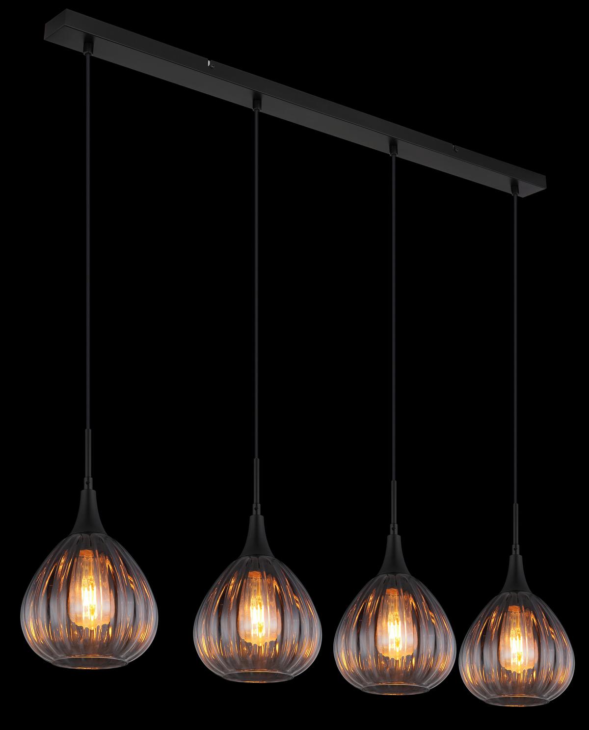 Hängeleuchte 15887-4h - Klar, Design, Glas/Metall (110/20/120cm) - Globo