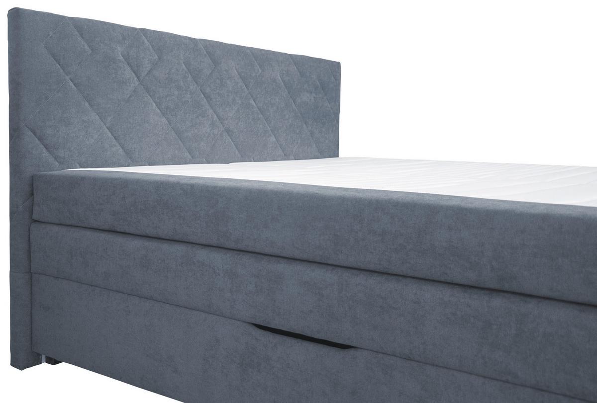 Boxspring postel JOHANA 160x200, šedě modrá - modrá/barvy stříbra, Konvenční, dřevo (160/200cm)