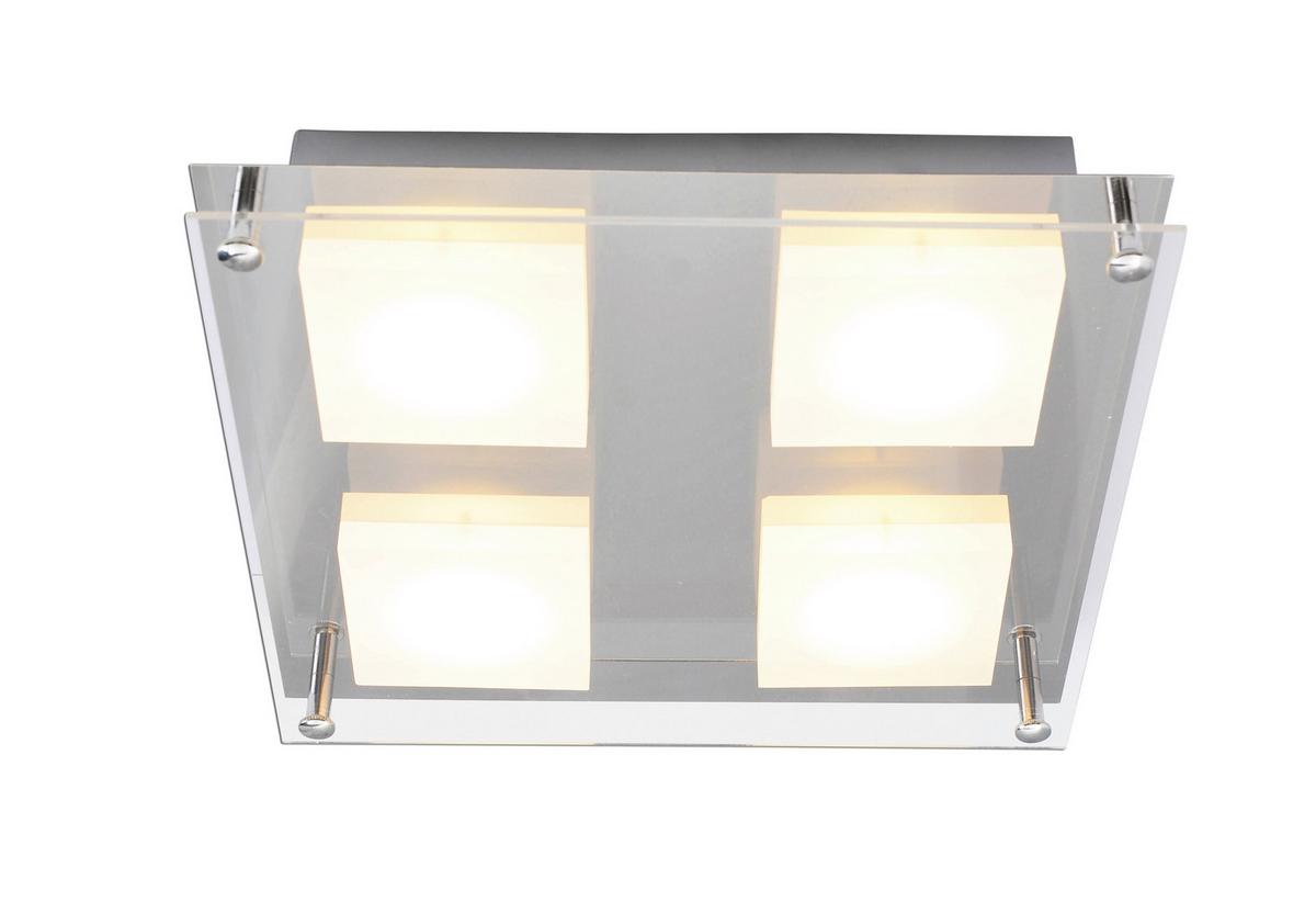 Led-deckenleuchte L: 24 Cm Quadratisch - Chromfarben, Design, Kunststoff/Metall (24/24/4,7cm) - Näve