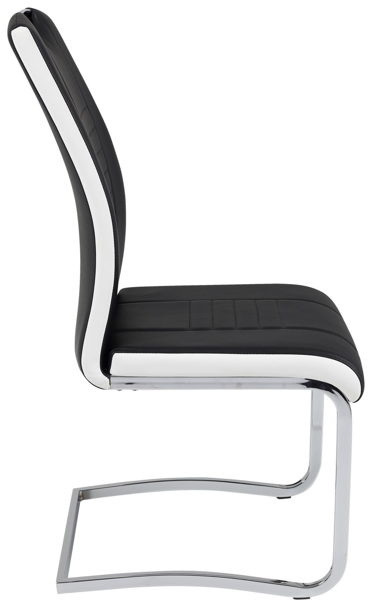 Schwingstuhl Tabea S Schwarz Lederlook Gepolstert 4er-Set - Chromfarben/Schwarz, MODERN, Textil/Metall (43/99/61cm) - MID.YOU