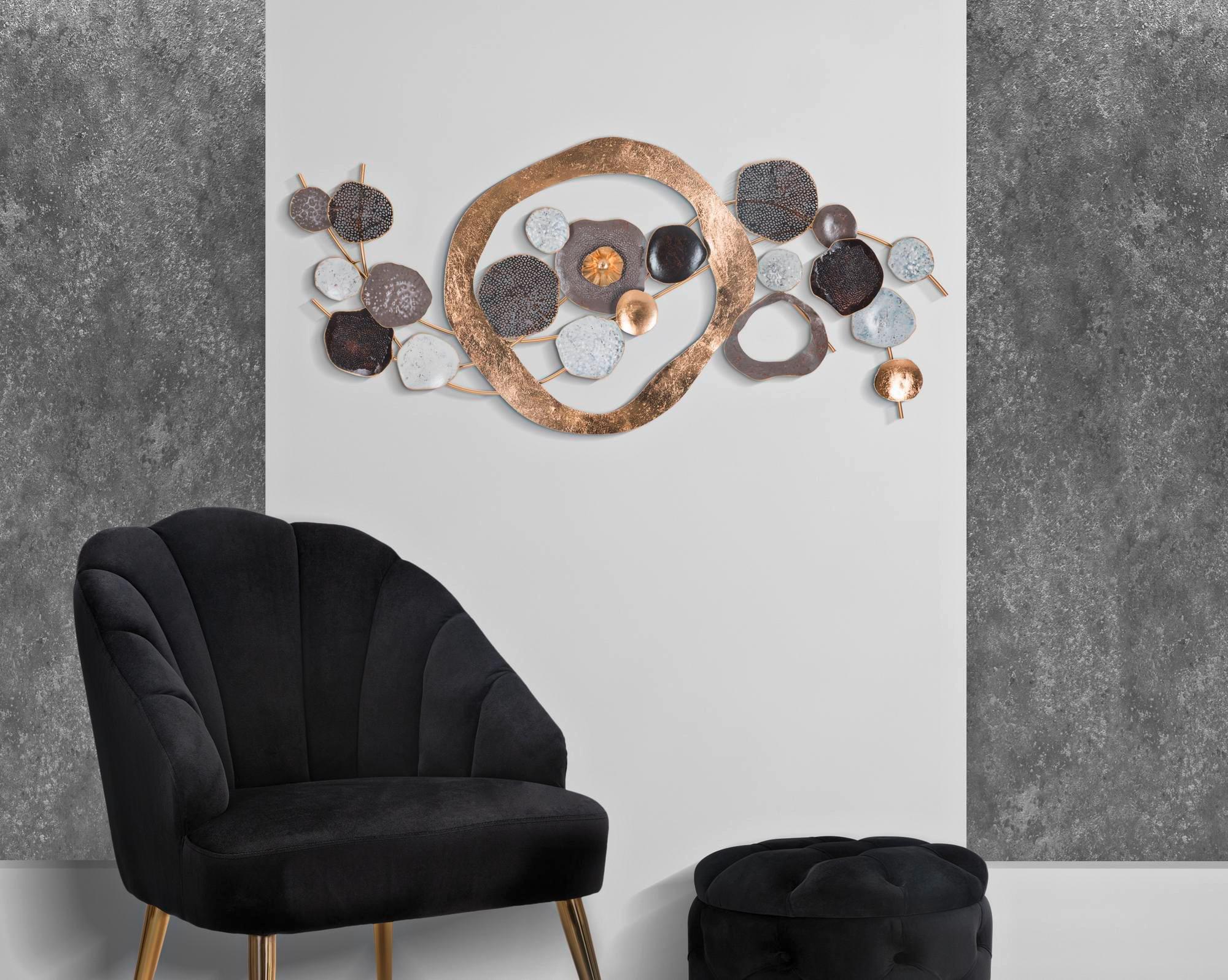 Wanddeko Indry Gold, Grau, Weiß B: 121 cm - Goldfarben/Weiß, Basics, Metall (121/54.6/5.7cm)