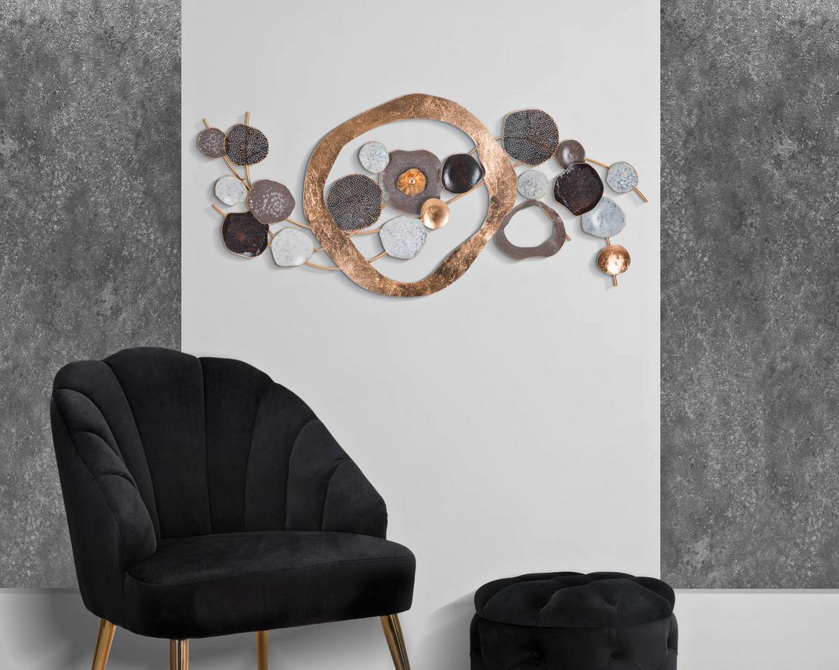 Wanddeko Indry Gold, Grau, Weiß B: 121 cm - Goldfarben/Weiß, Basics, Metall (121/54.6/5.7cm)