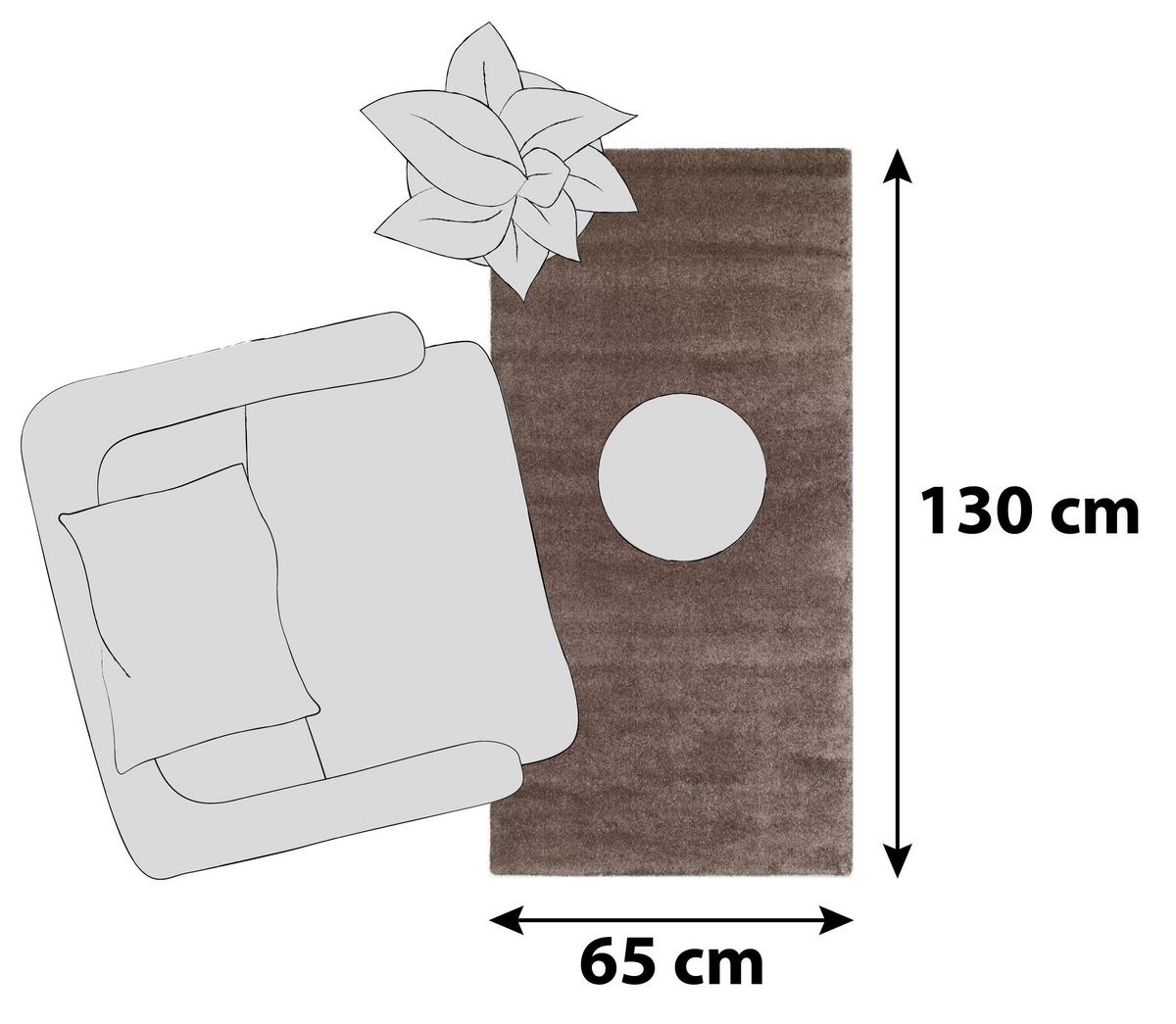 Hochflorteppich Bellevue Braun 65x130 cm - Braun, Basics, Textil (65/130cm) - Novel