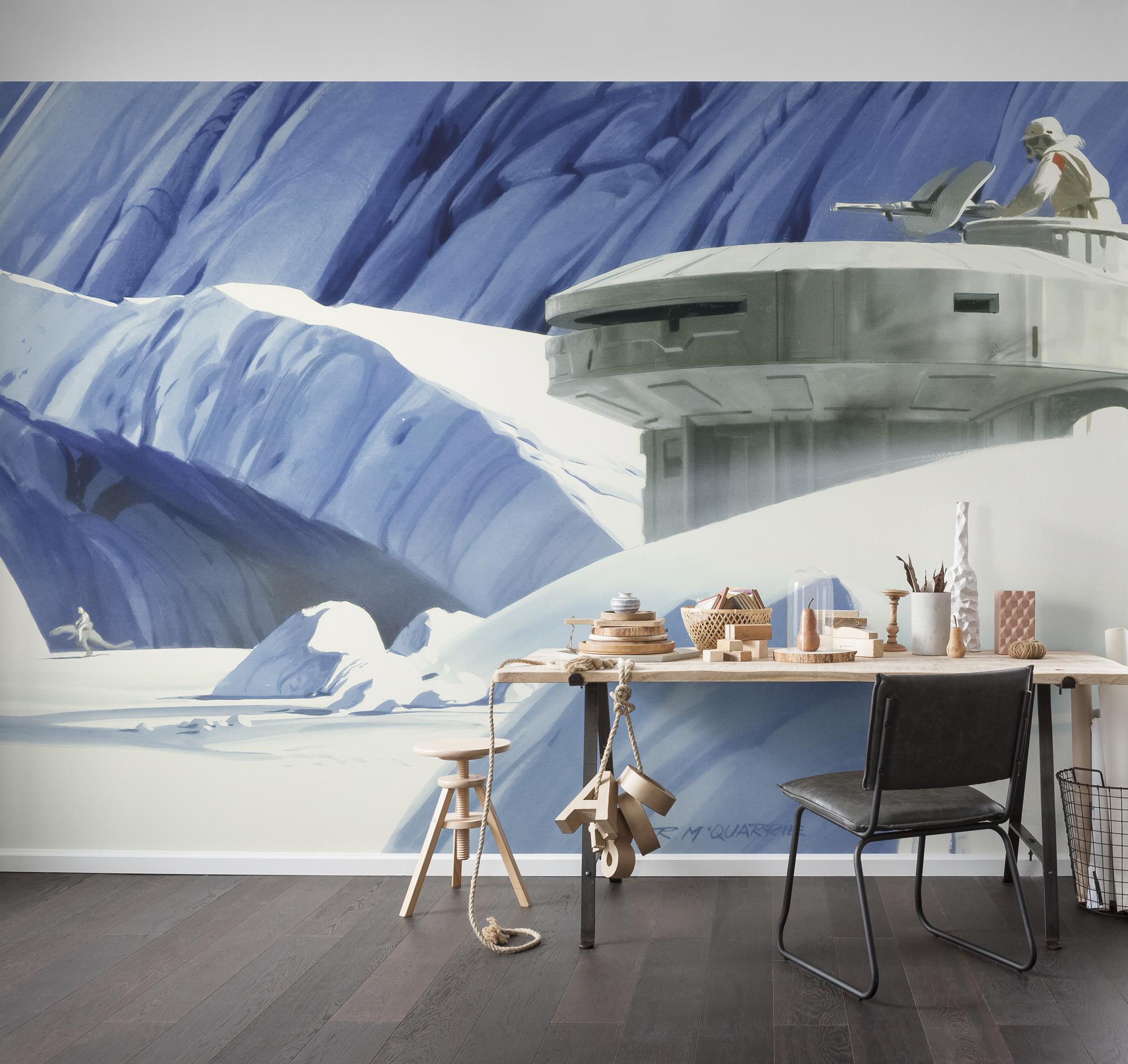 Fototapete Star Wars Hoth Echo Base - Blau/Weiß, Trend, Textil (500/250cm)