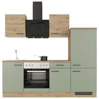 Kuchyňský blok CARA bez spotřebičů, šířka 220 cm - černá/zelená, Konvenční, kov/kompozitní dřevo (220/200/60cm)