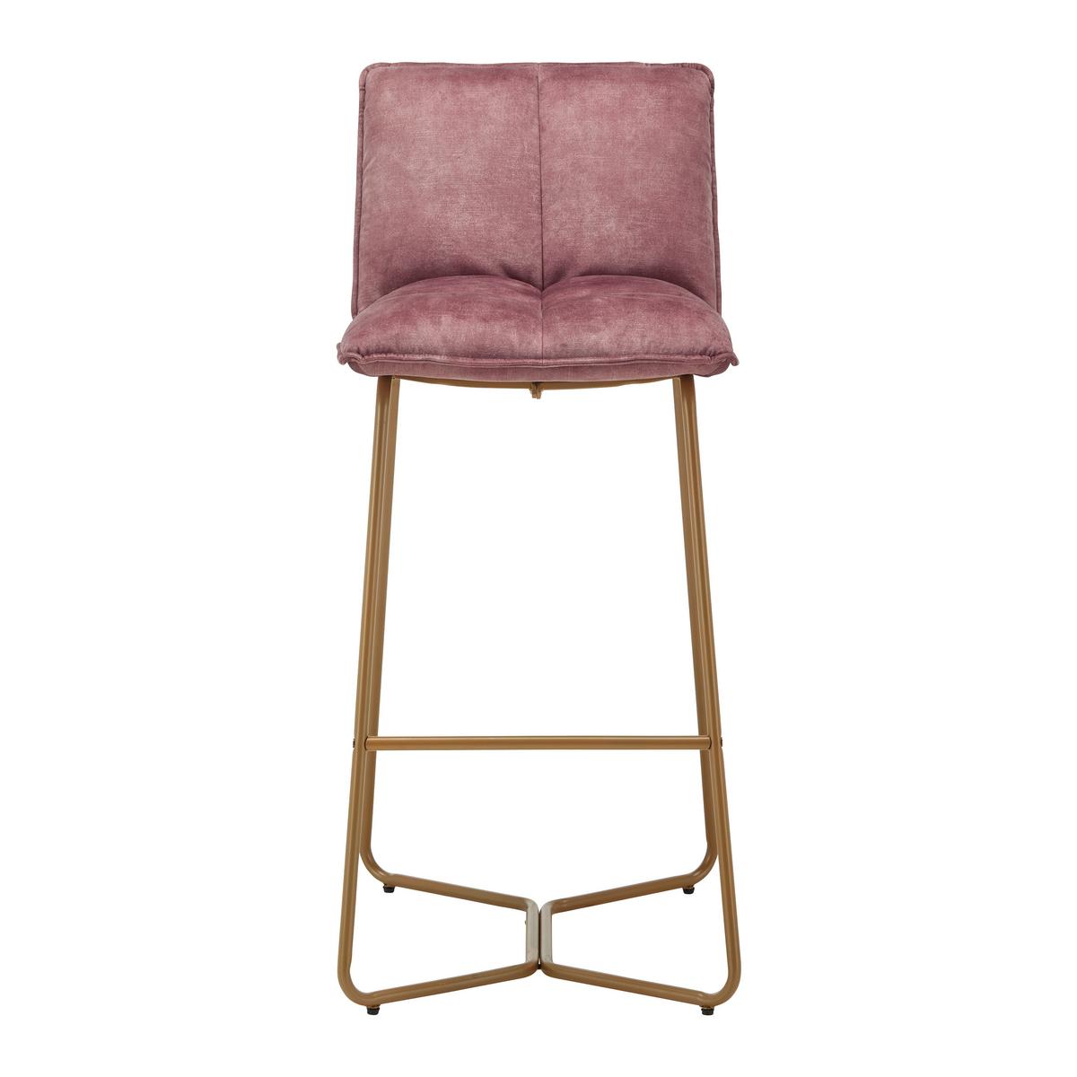 Barová stolička Fonia zo zamatu - bobuľová - zlatá/bobuľová, Modern, kov/drevo (46/103,5/57cm) - P & B