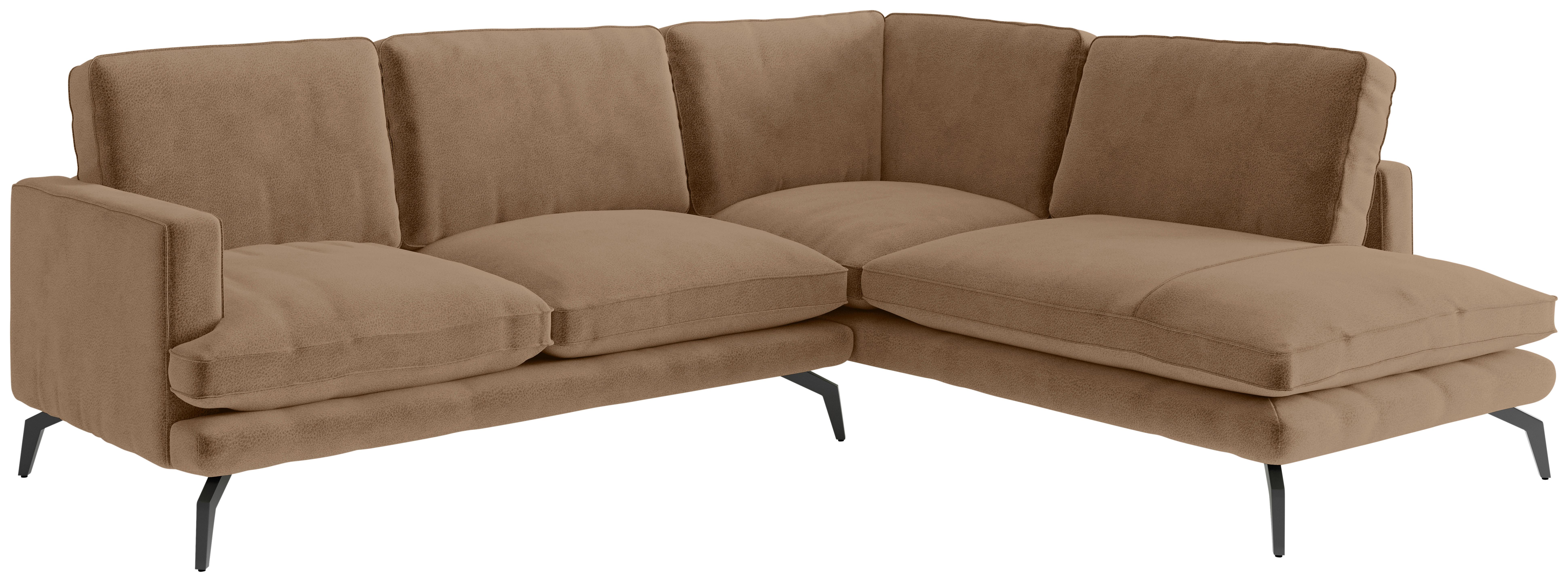Ecksofa Bali - Dunkelgelb/Schwarz, Design, Textil (250/202cm) - Livetastic