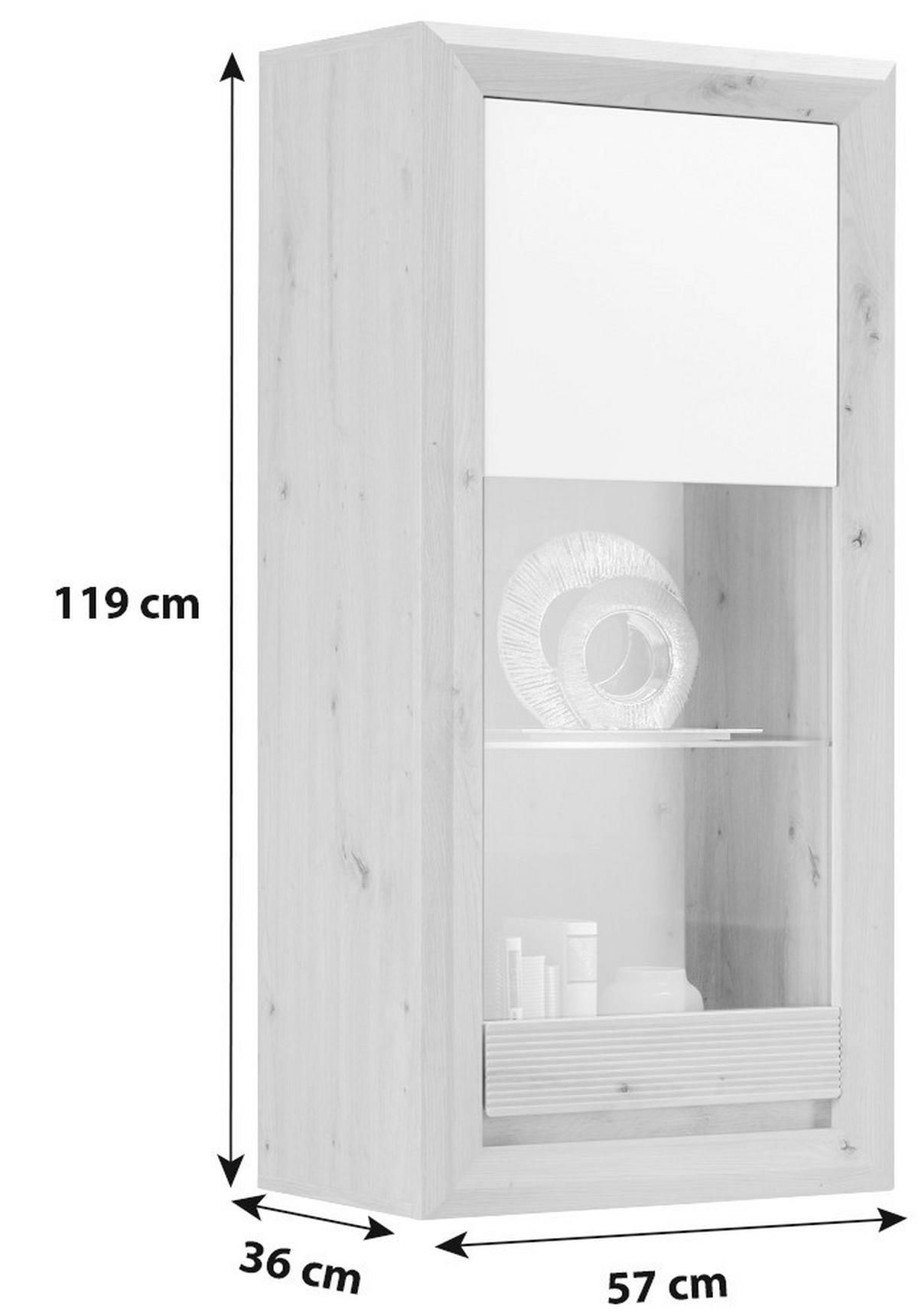 Vitrin Kashmir New - tölgyfa/fehér, Modern, faalapú anyag (57/119/36cm) - James Wood